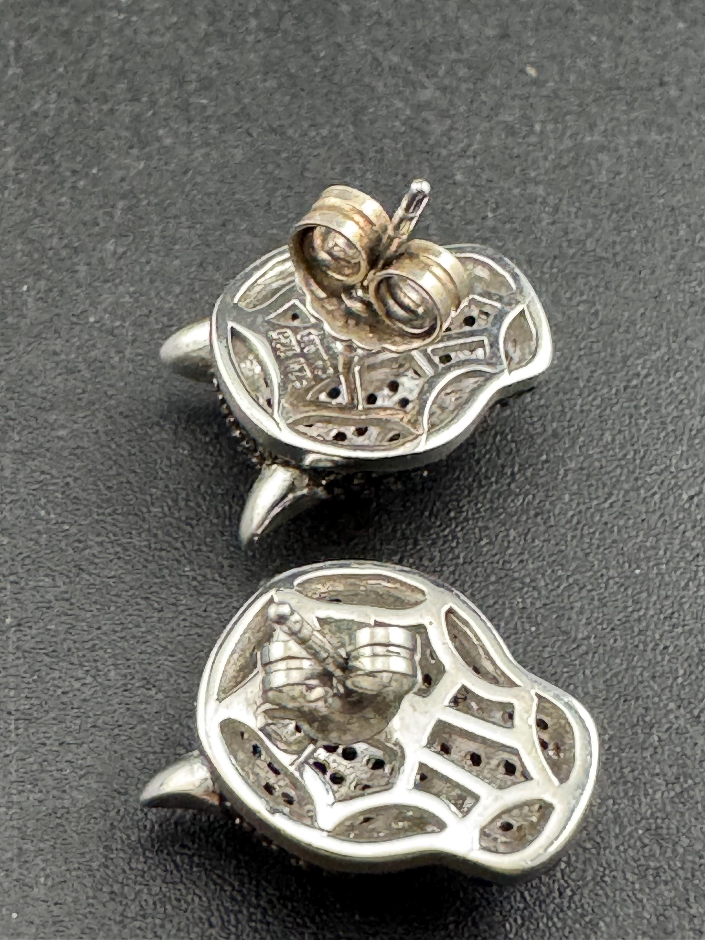 Sterling Silver Leopard Stud Earrings, Black CZ Crystal Eyes