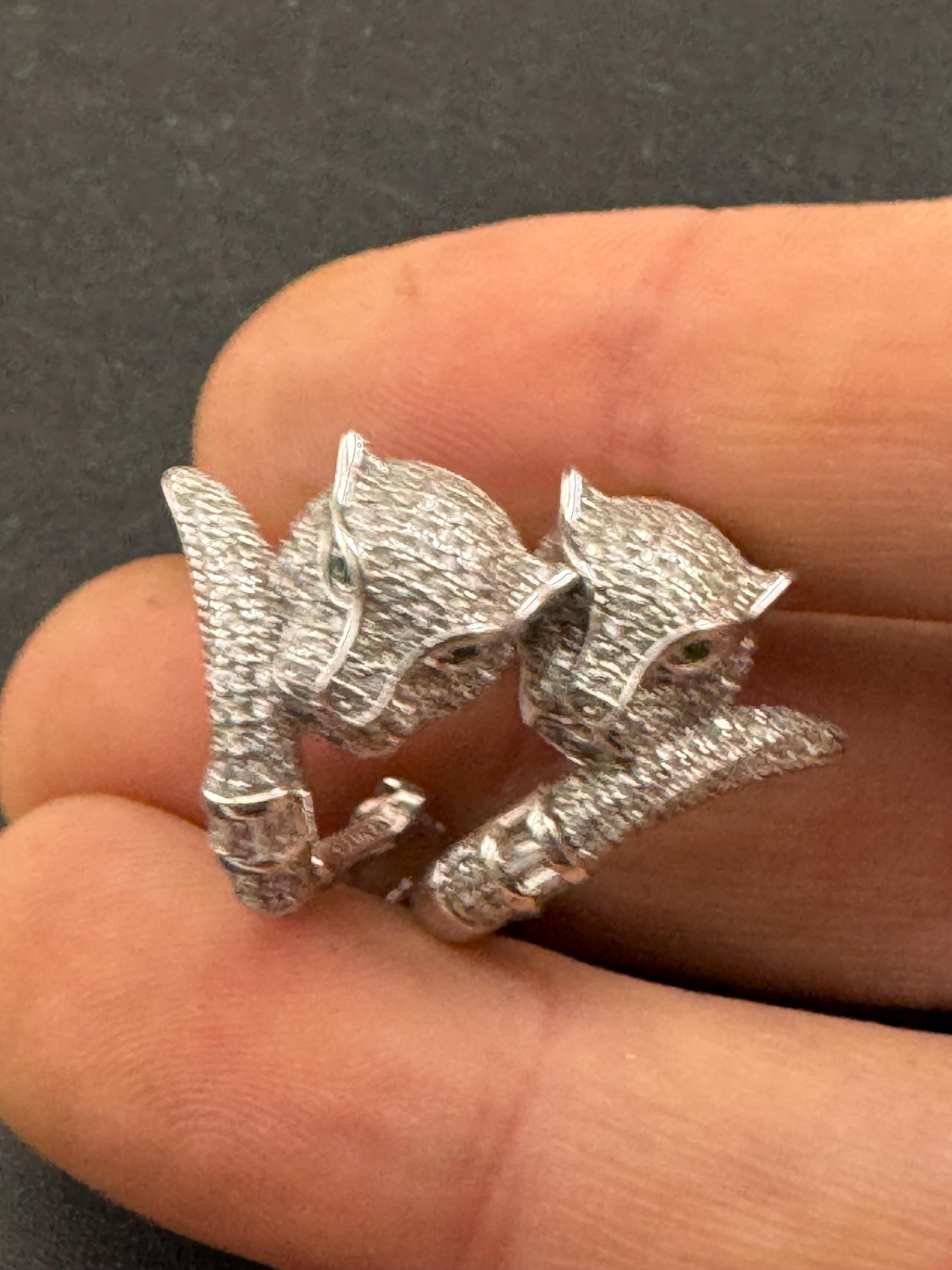 Sterling Silver Leopard Stud Earrings, Clear CZ Crystal, Big Cat Jewelry