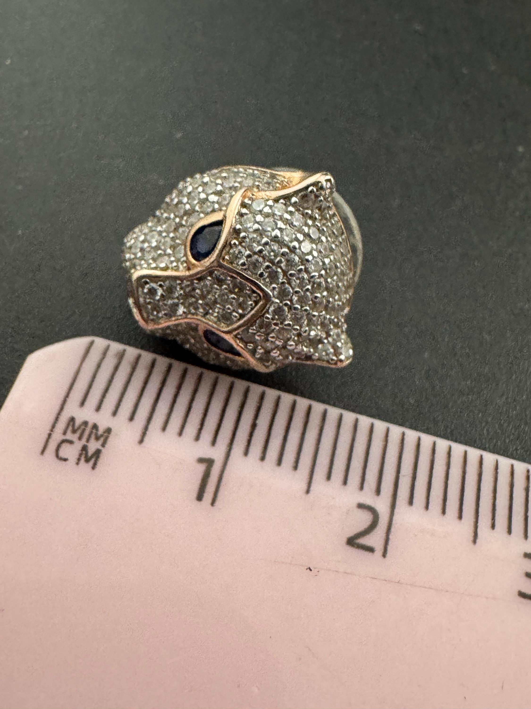 Sterling Silver Leopard Stud Earrings, Rose Gold Plated, CZ Crystal