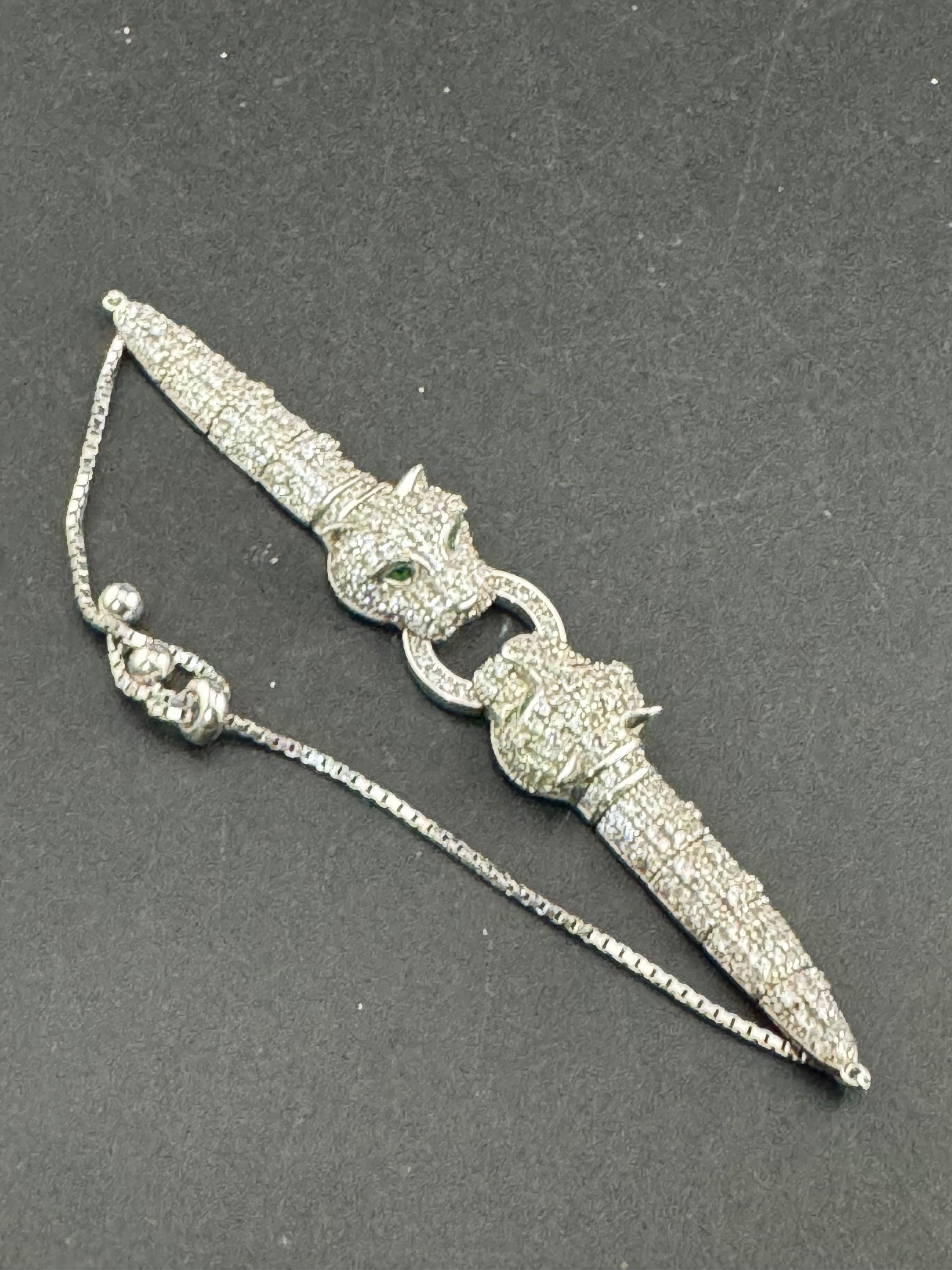 CZ Sterling Silver Leopard Head Bracelet, Cote D Argent