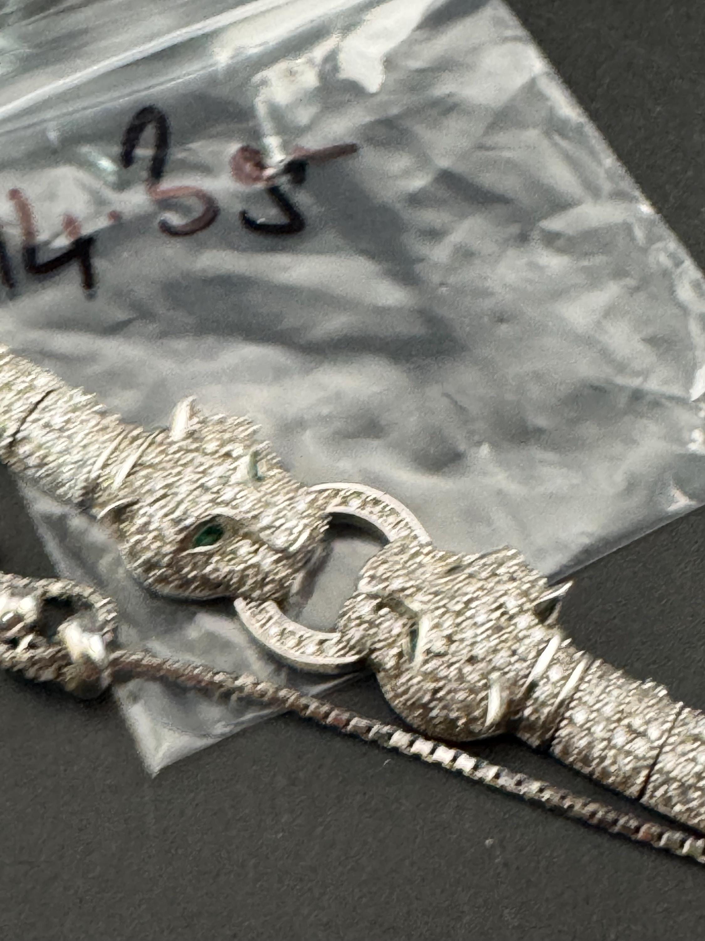 CZ Sterling Silver Leopard Head Bracelet, Cote D Argent