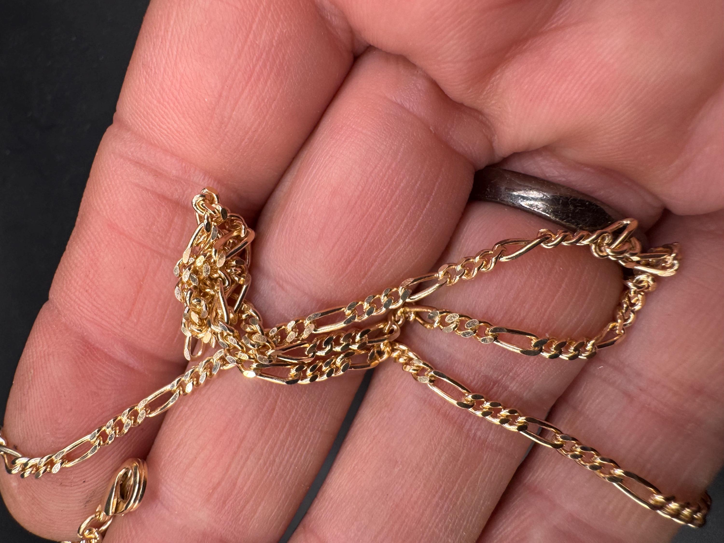 Vintage 46cm fine Figaro chain necklace, gold plated 2mm unused