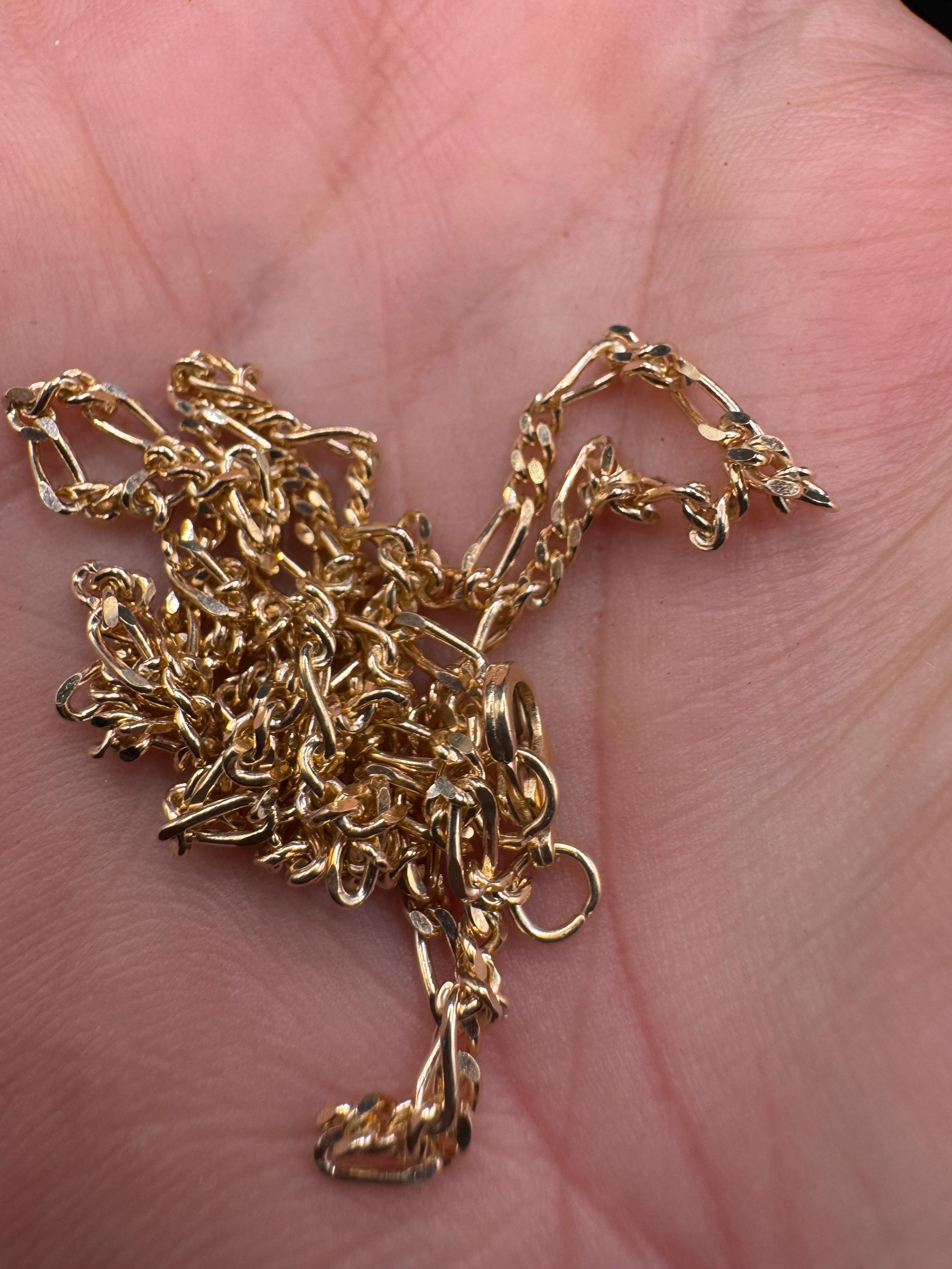 Vintage 46cm fine Figaro chain necklace, gold plated 2mm unused