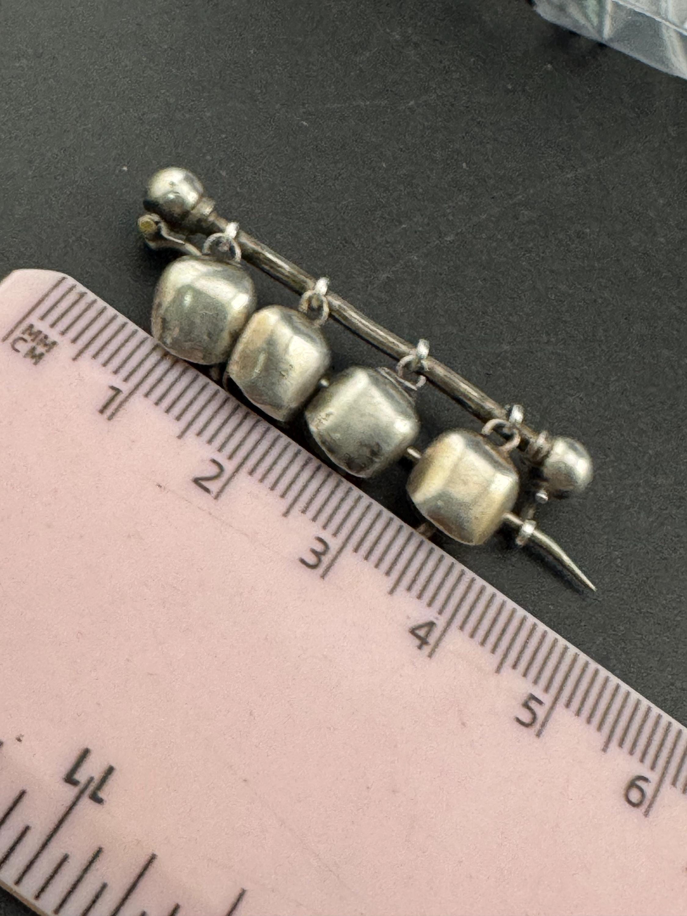 Sterling 925 silver cow bell alpine bar brooch, Edwardian