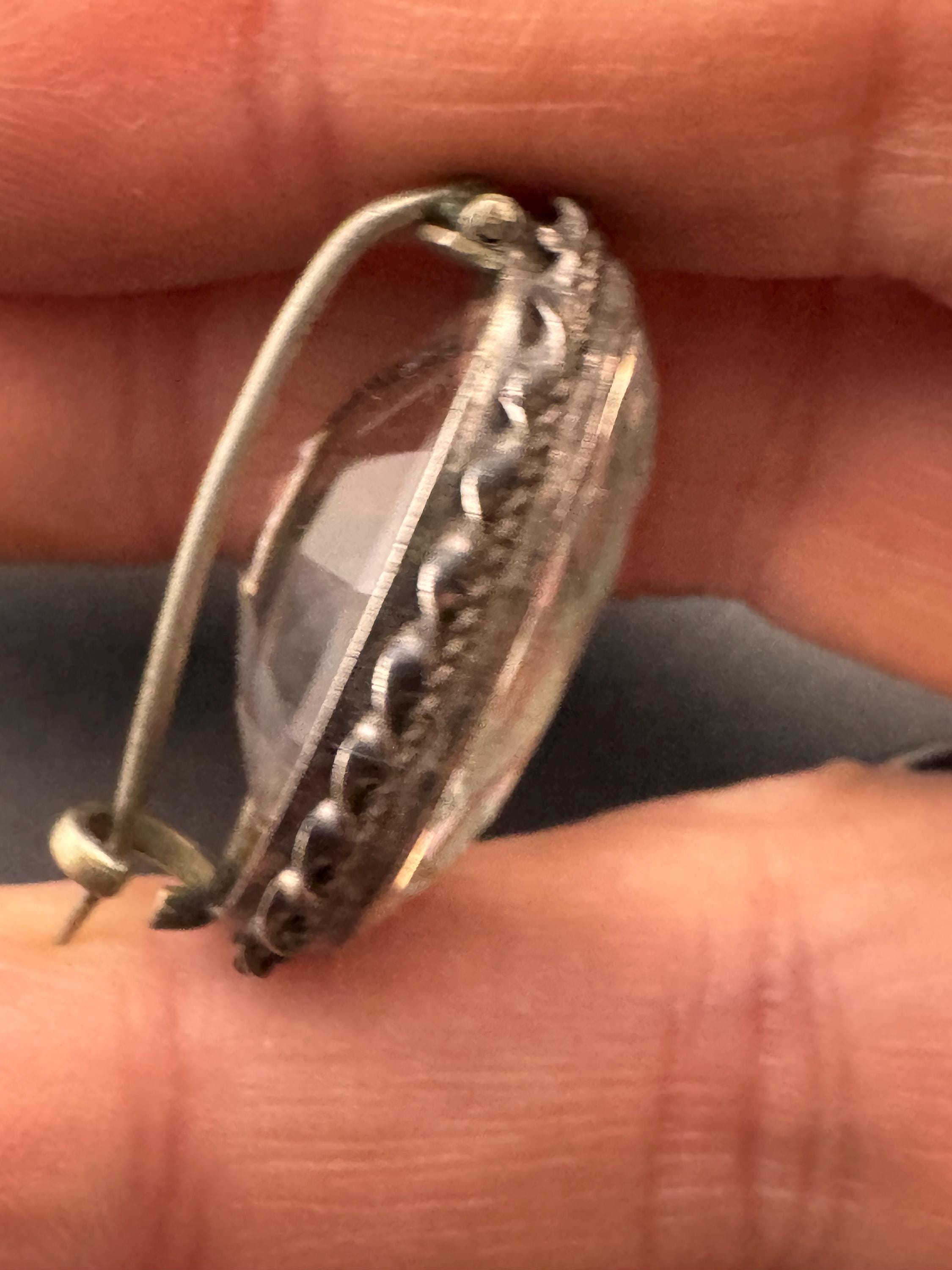 Vintage Edwardian rock crystal brooch, presidium tested