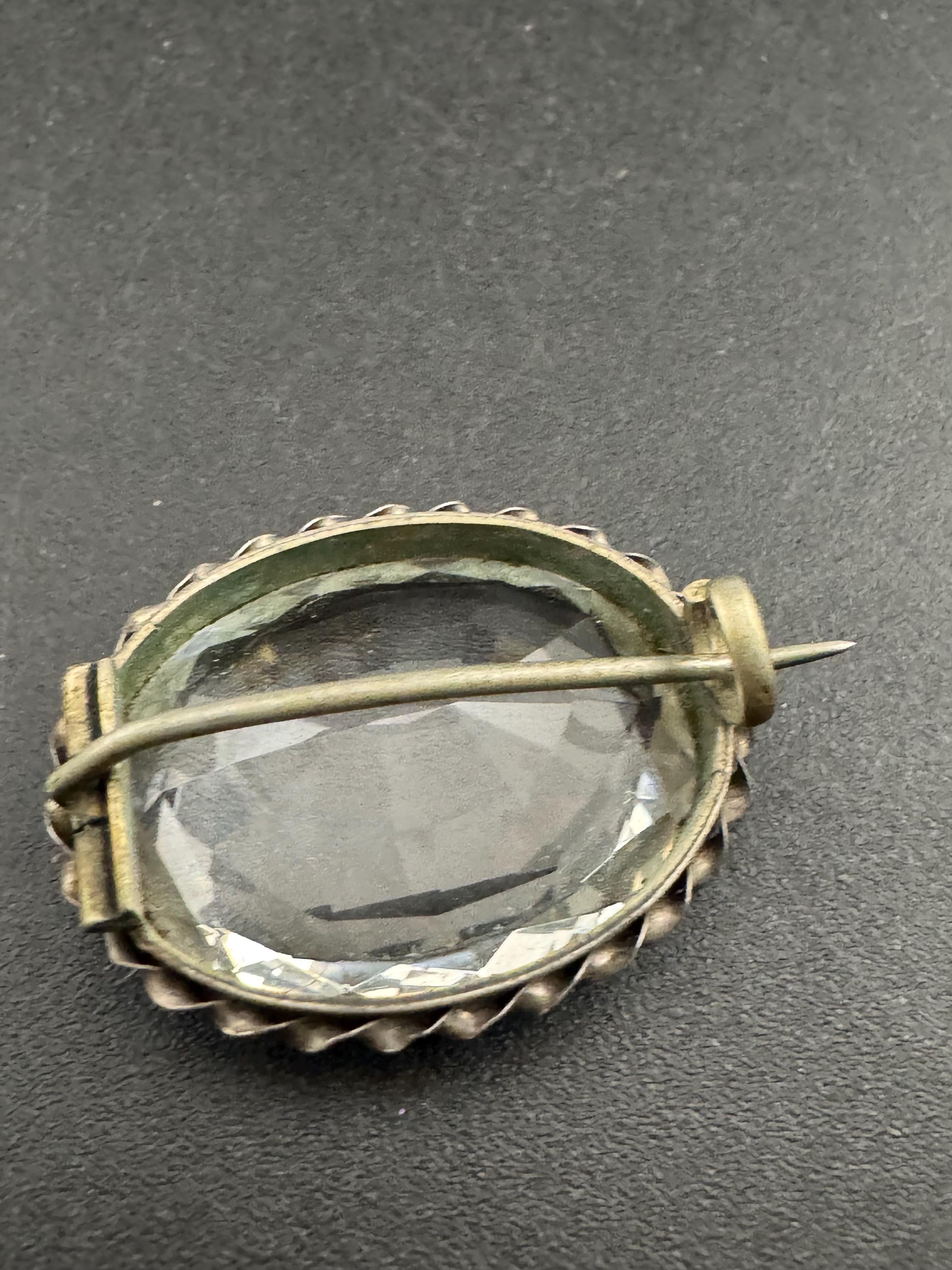 Vintage Edwardian rock crystal brooch, presidium tested