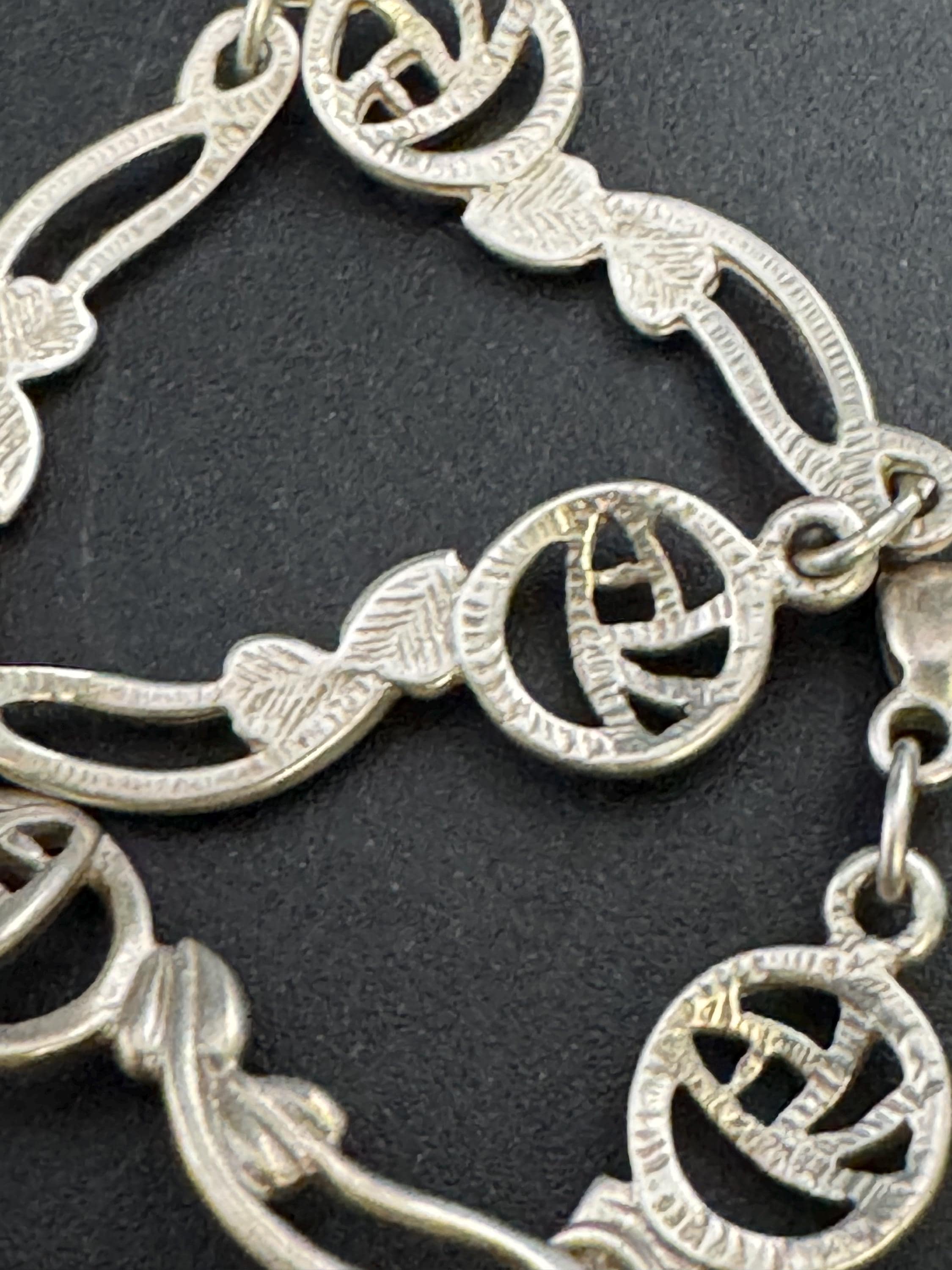 Vintage 925 Silver chain link floral bracelet, Rennie Mackintosh style