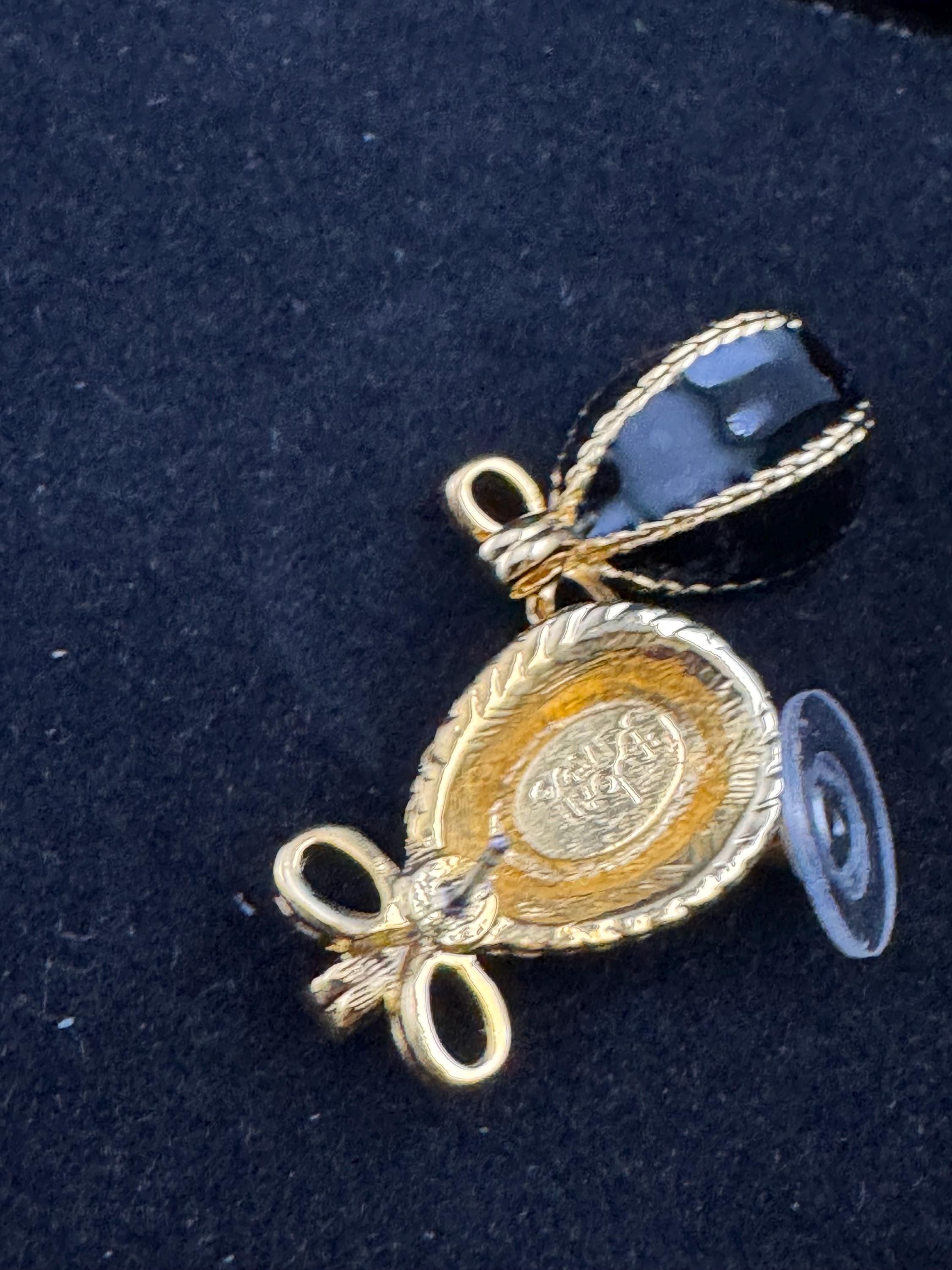 Joan rivers black enamel egg pierced earrings, gold plated faberge egg inspired