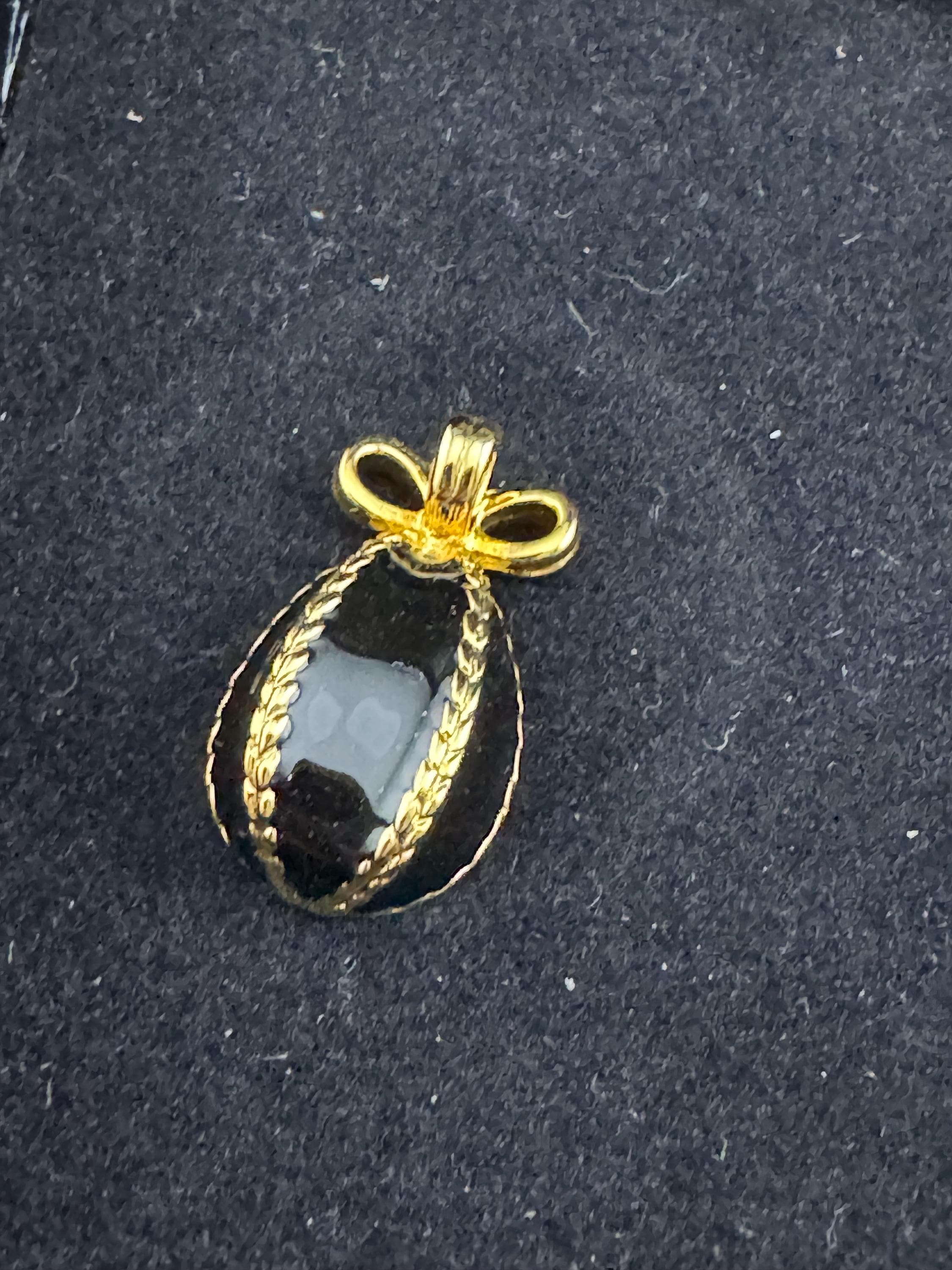 Joan rivers black enamel egg pierced earrings, gold plated faberge egg inspired