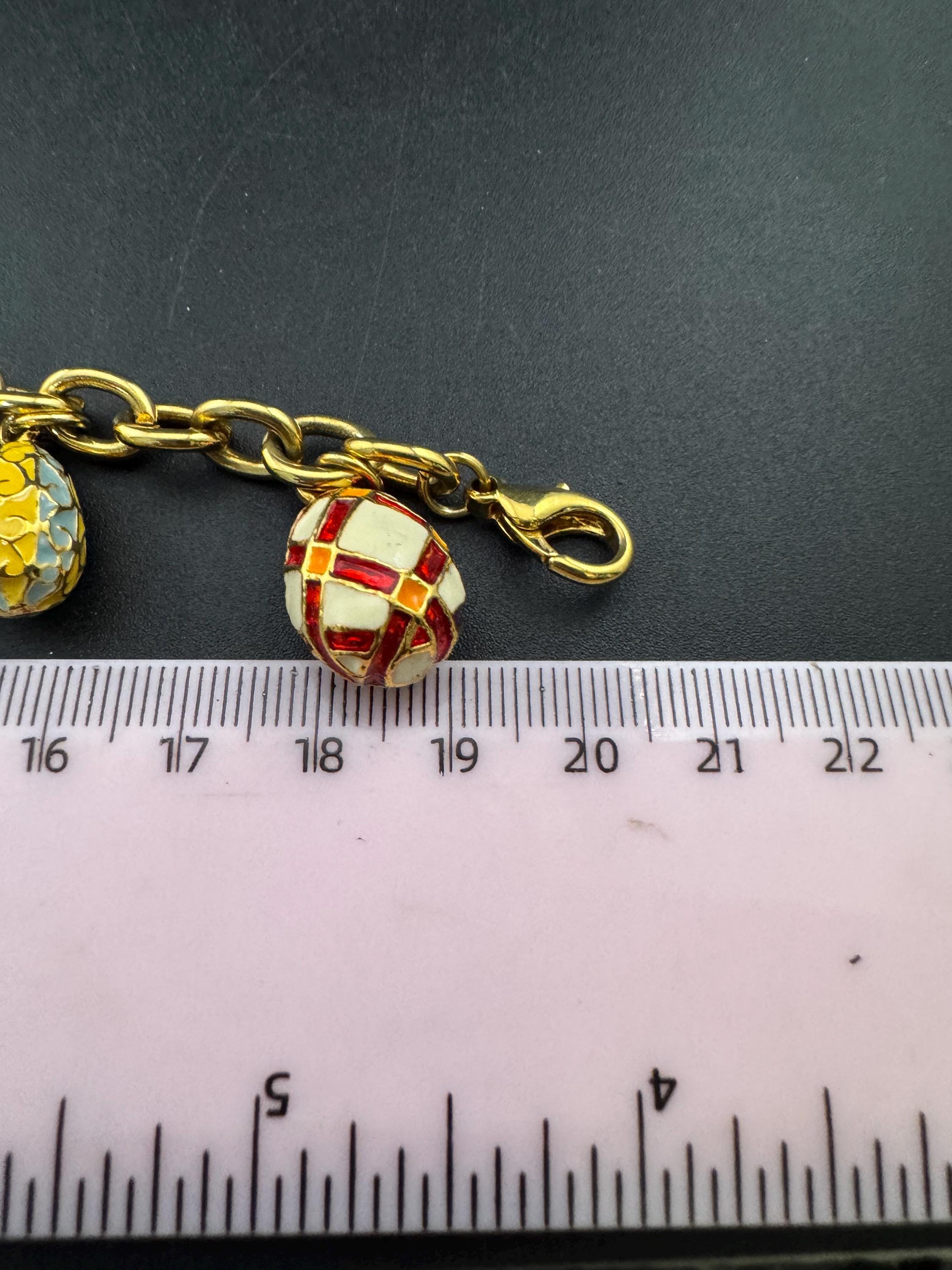 Signed Joan rivers enamelled jewelled egg charm watch bracelet 20cm