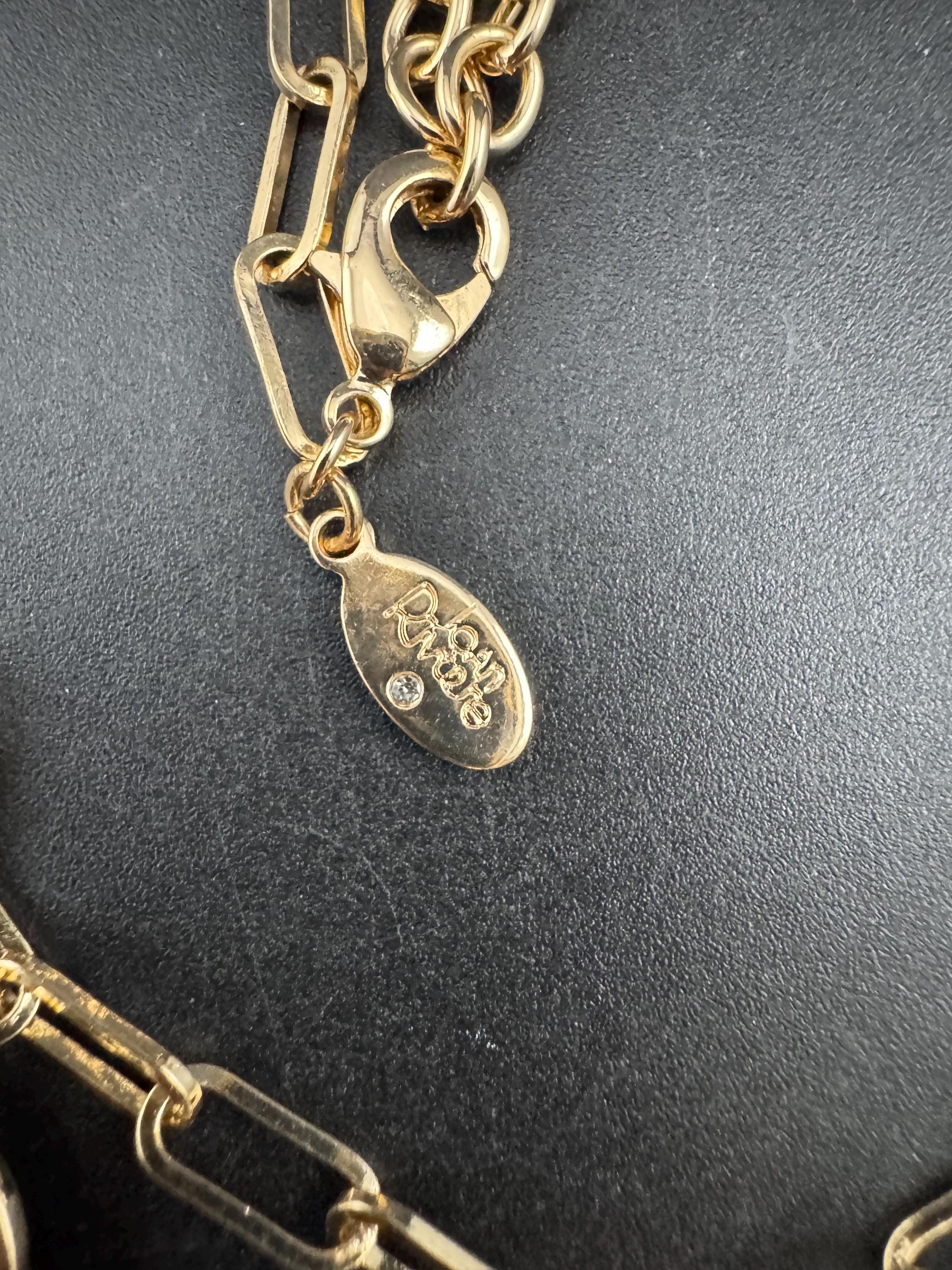 Joan Rivers rhinestone charm necklace, gold plated