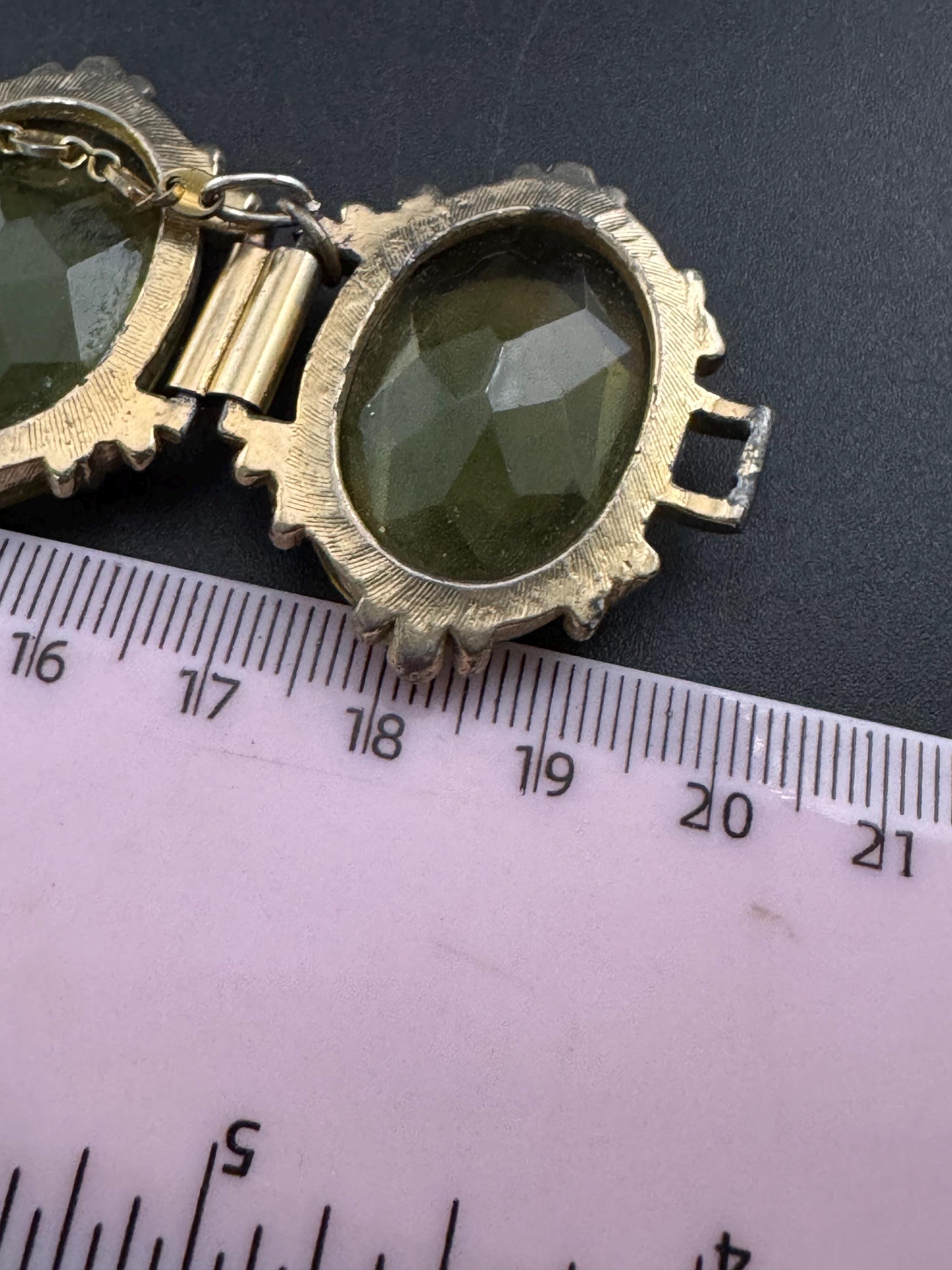 Vintage oversized amber yellow Glass Cabochon cocktail bracelet