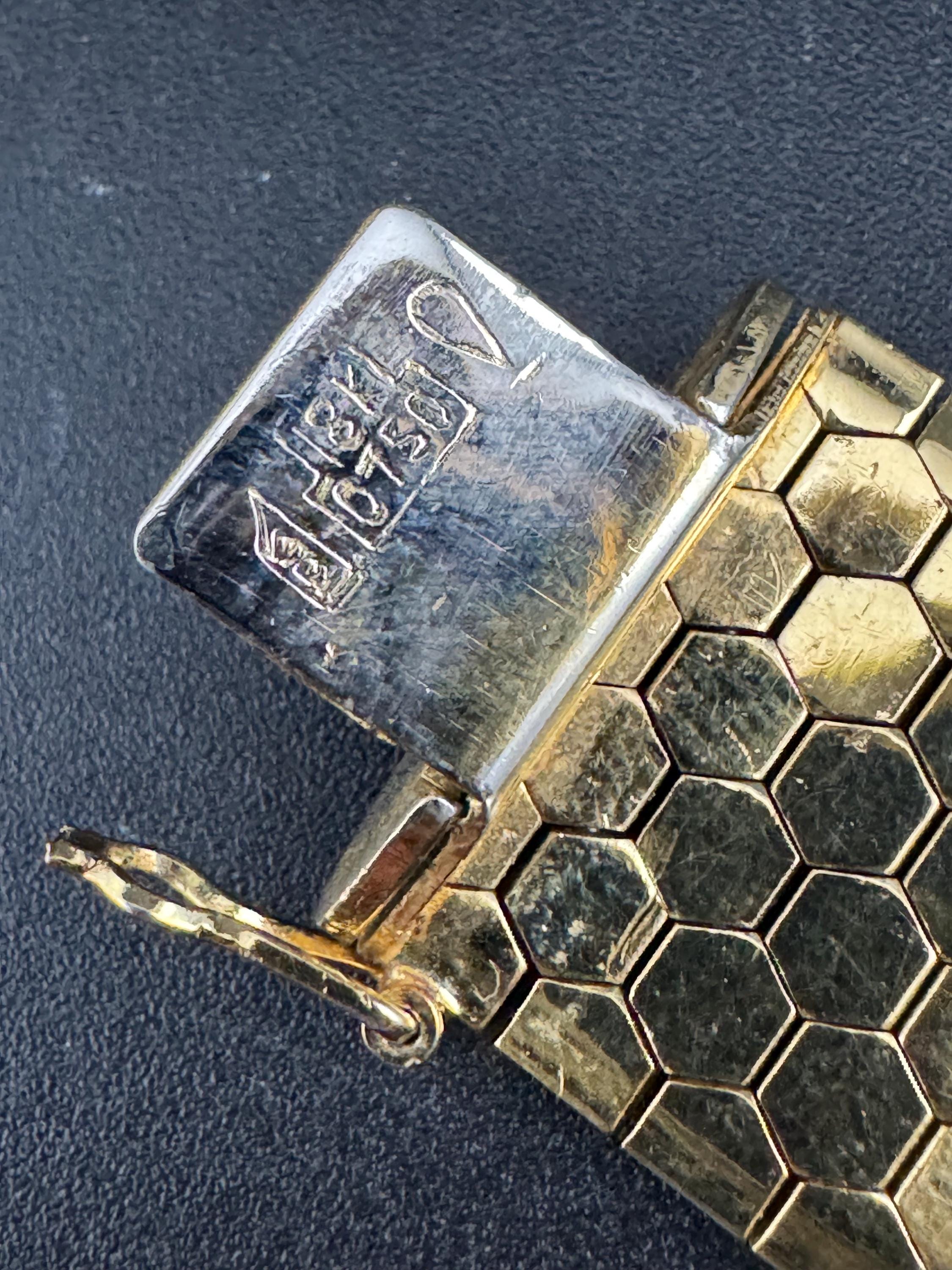 1970s 18k GP flat wide articulated cuff bracelet, Italian gold plated