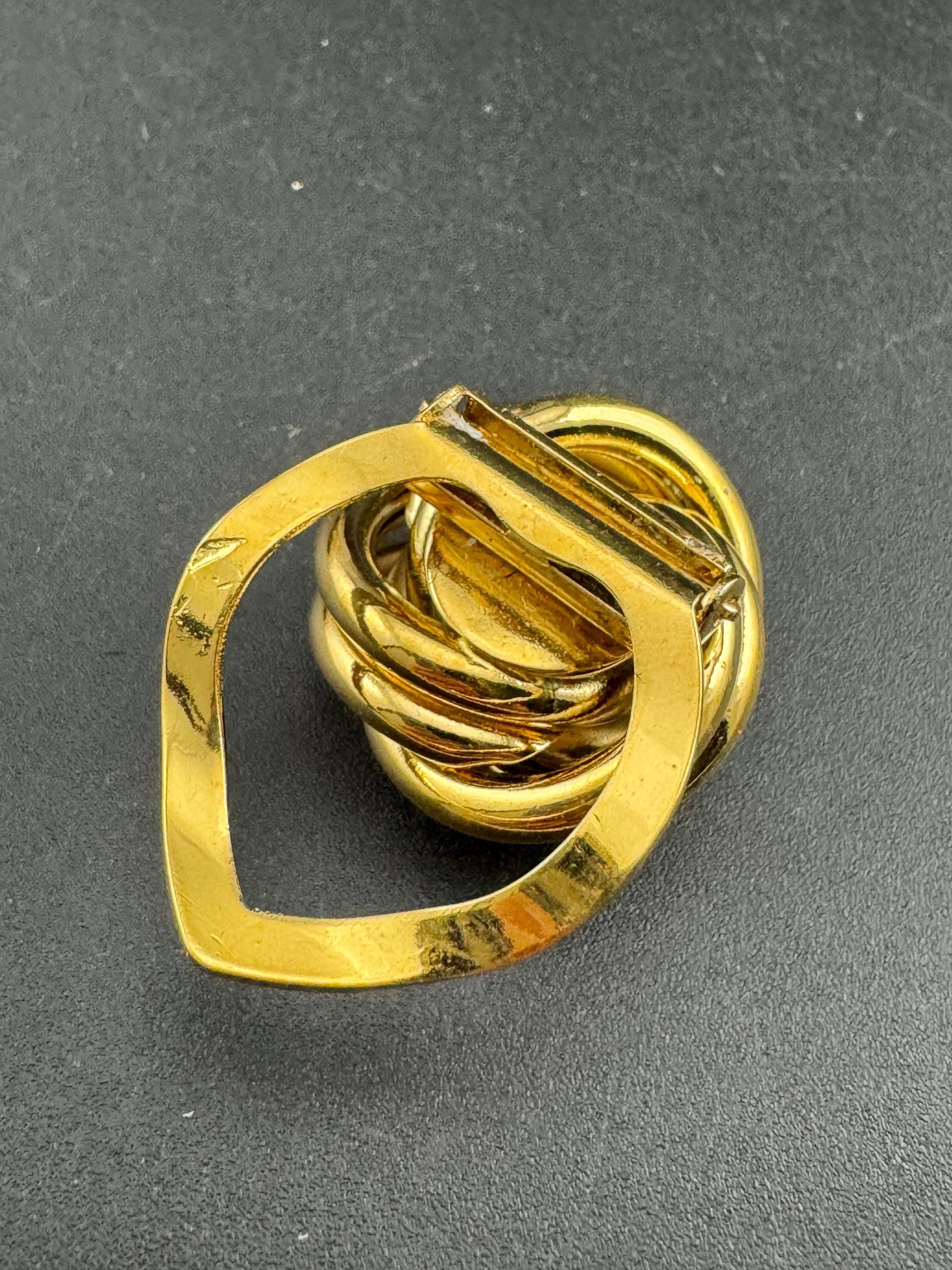Classic 1980s tube knot Scarf Clip, gold tone unused old stock