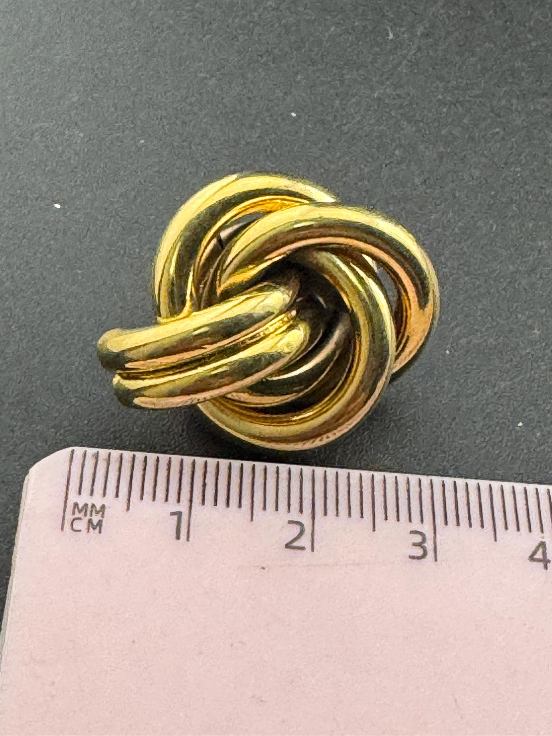 Vintage 1980s Gold tone tube knot pierced stud earrings, unused retro