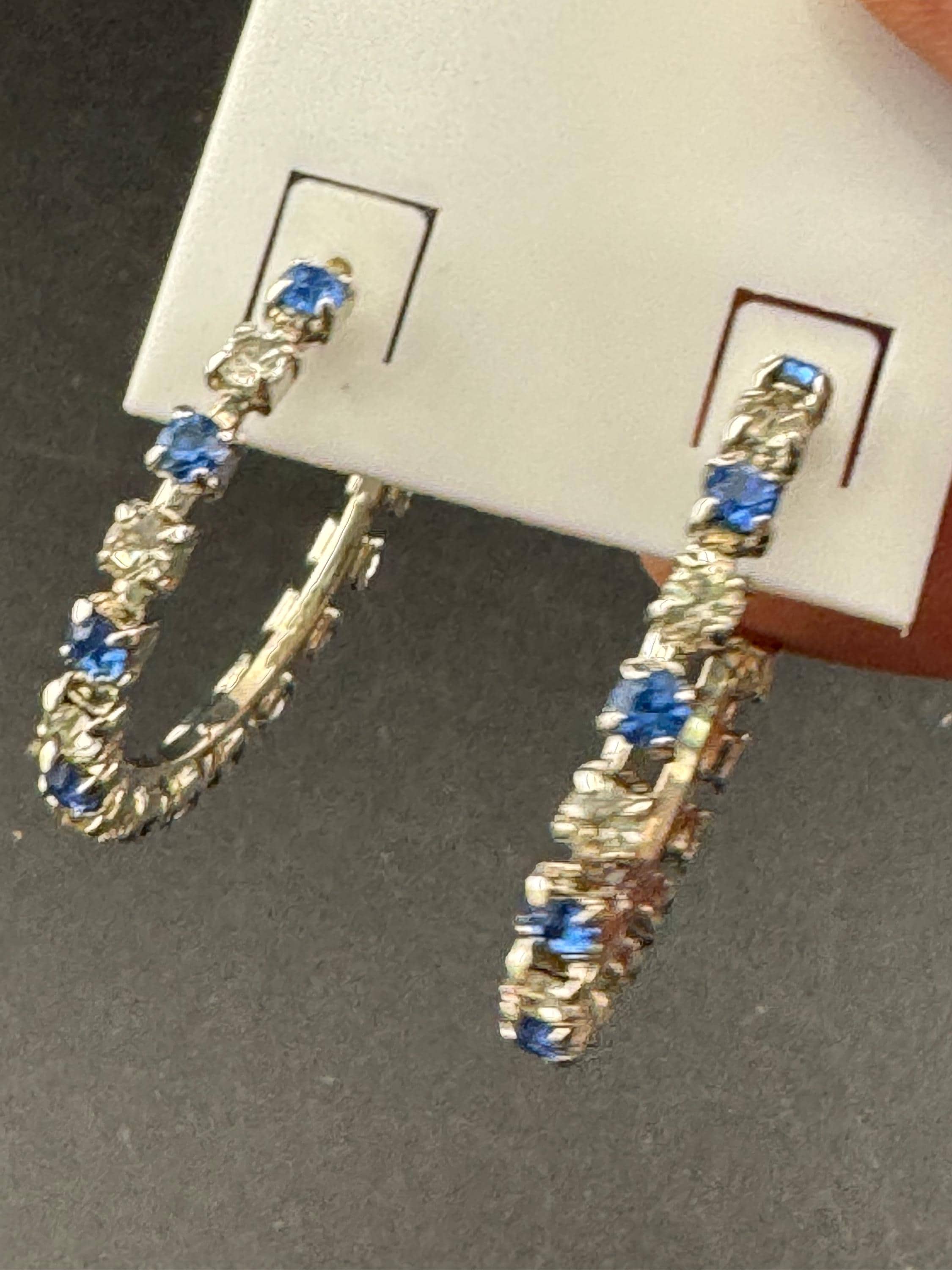 3.5cm clear and light blue diamanté crystal hoop earrings, silver tone for pierced ears