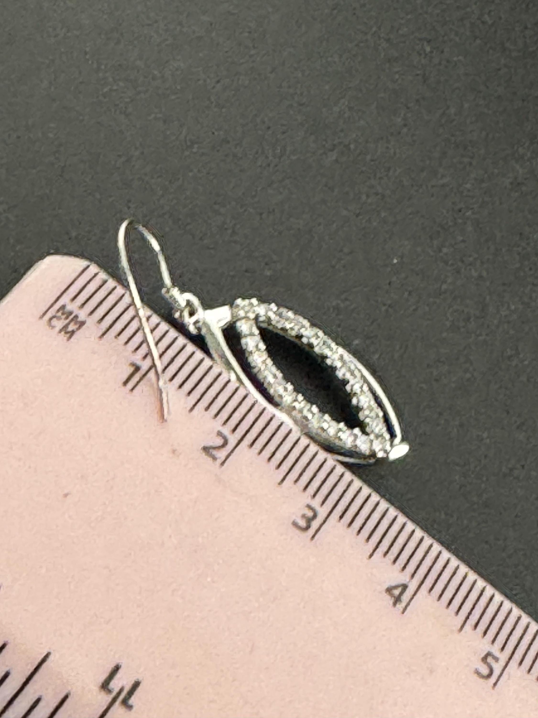 925 dainty pierced drop Earrings, sterling silver set with clear diamanté gem stones