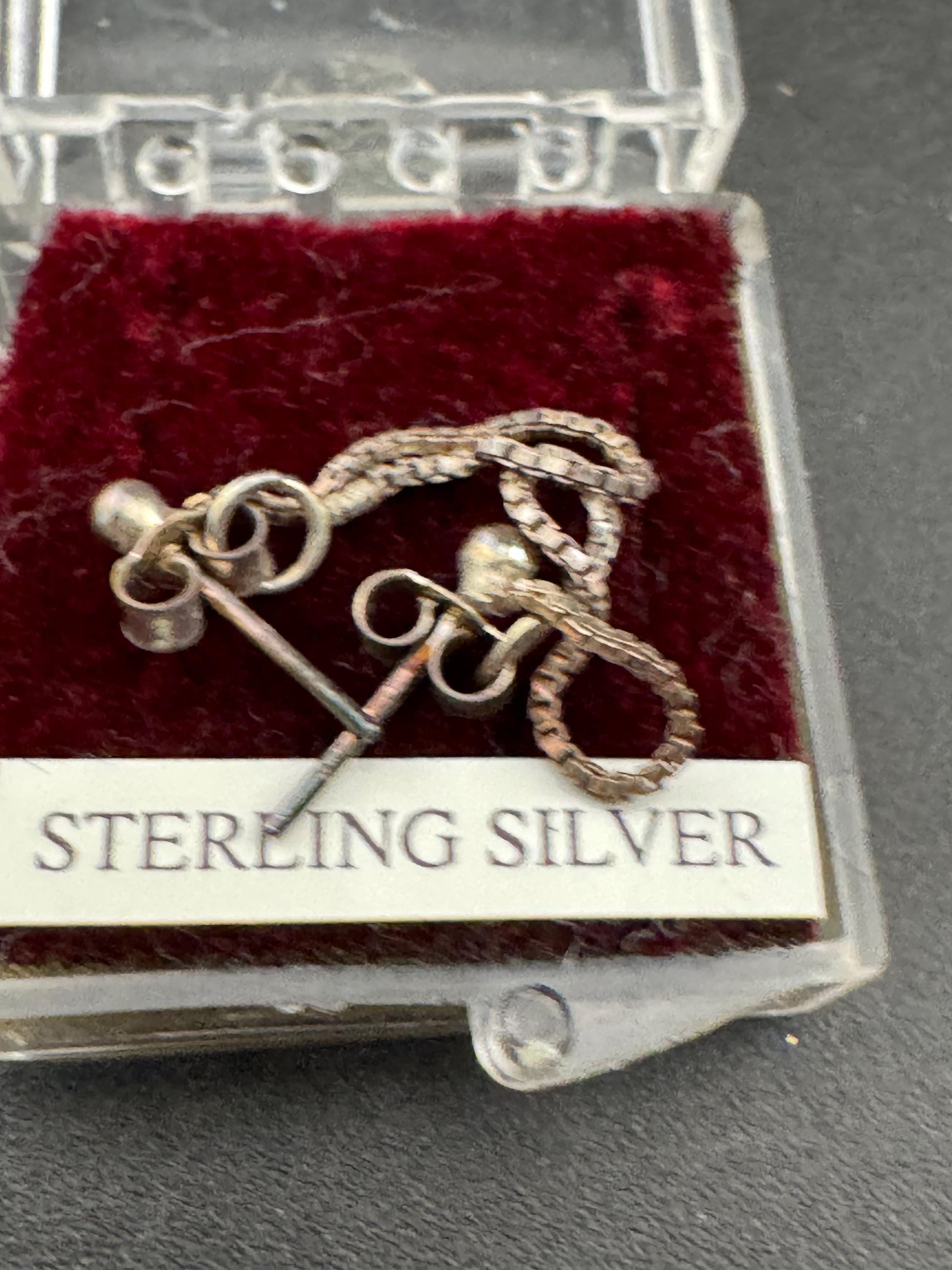 Dainty 925 Sterling Silver box chain Drop loop Earrings: 1970s