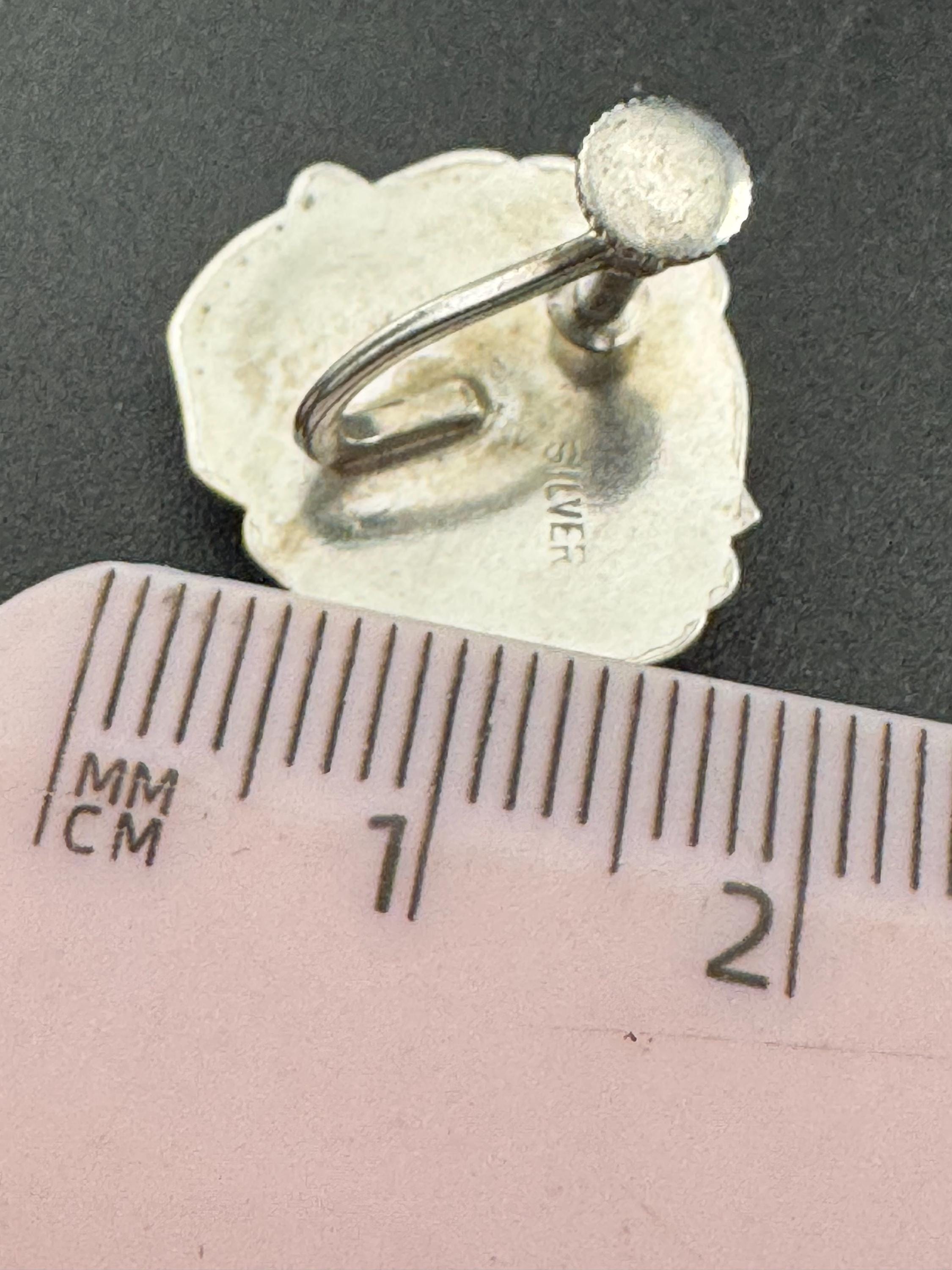 Vintage 925 floral rose screw back earrings, sterling silver clip on studs