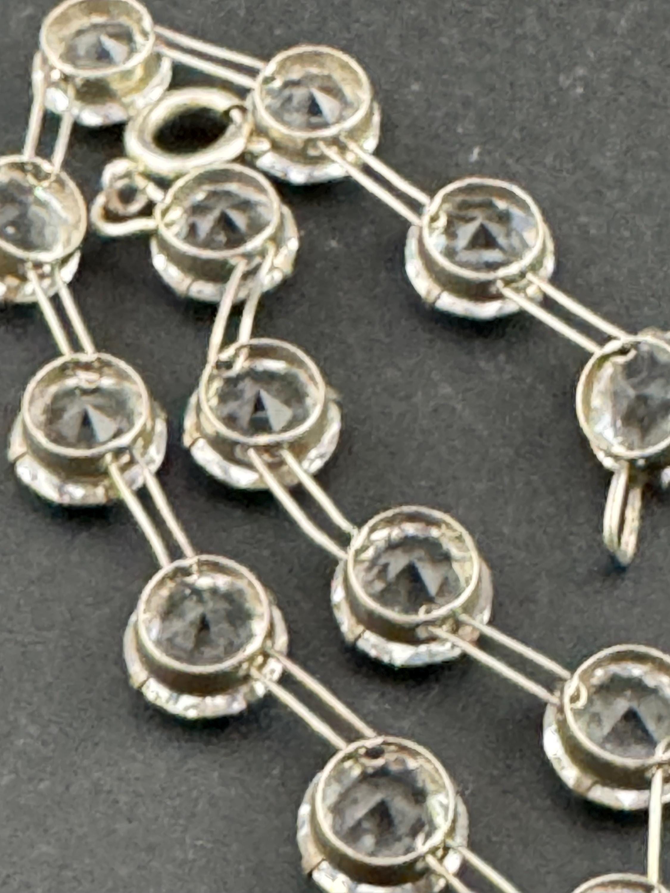 Antique open back crystal Art Deco Bracelet: clear rivière 925 silver