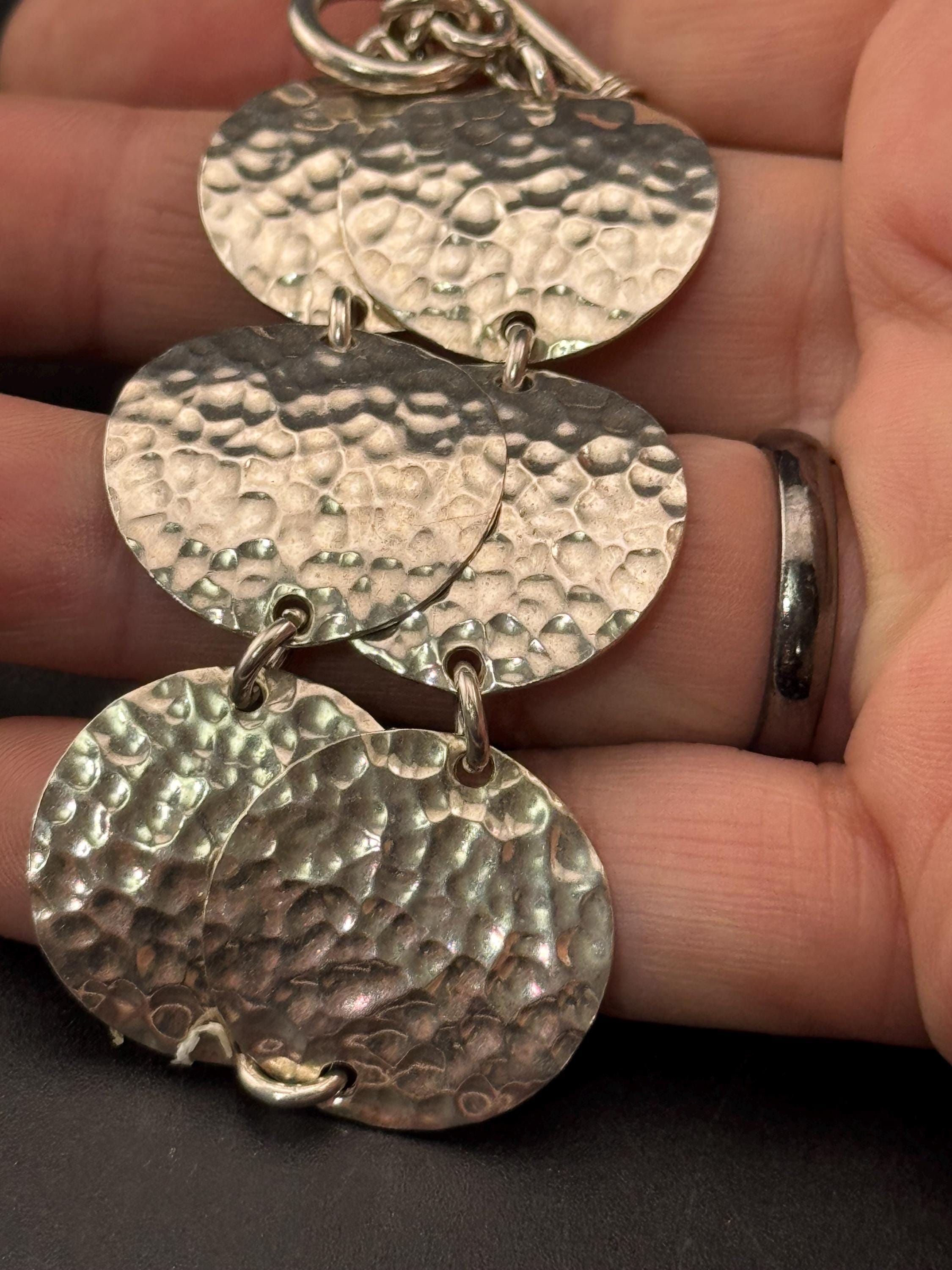 925 sterling silver modernist oval panel link bracelet, 19cm long 28.3 gram