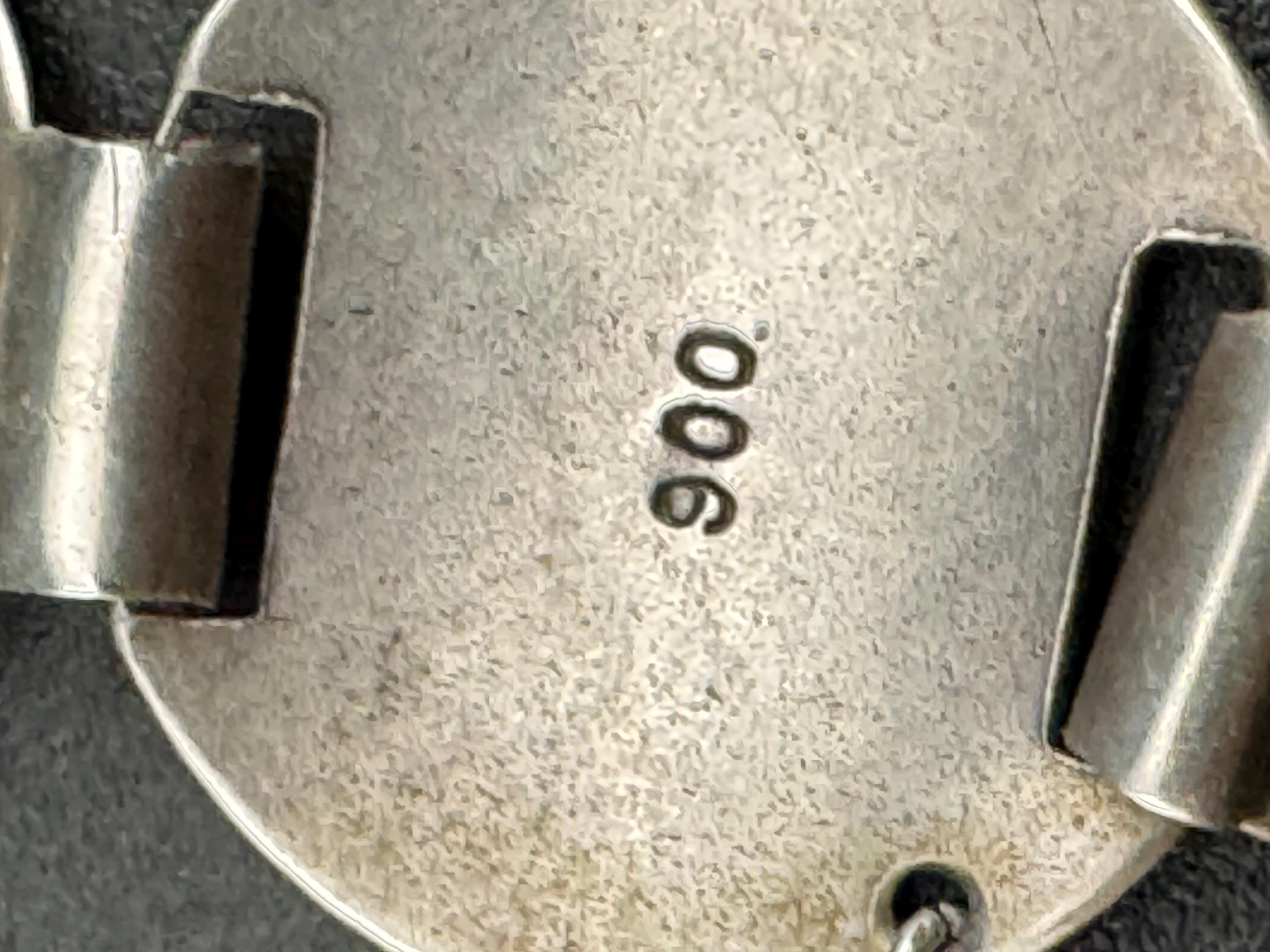 900 continental silver modernist round panel link bracelet, 19.5cm long Germany