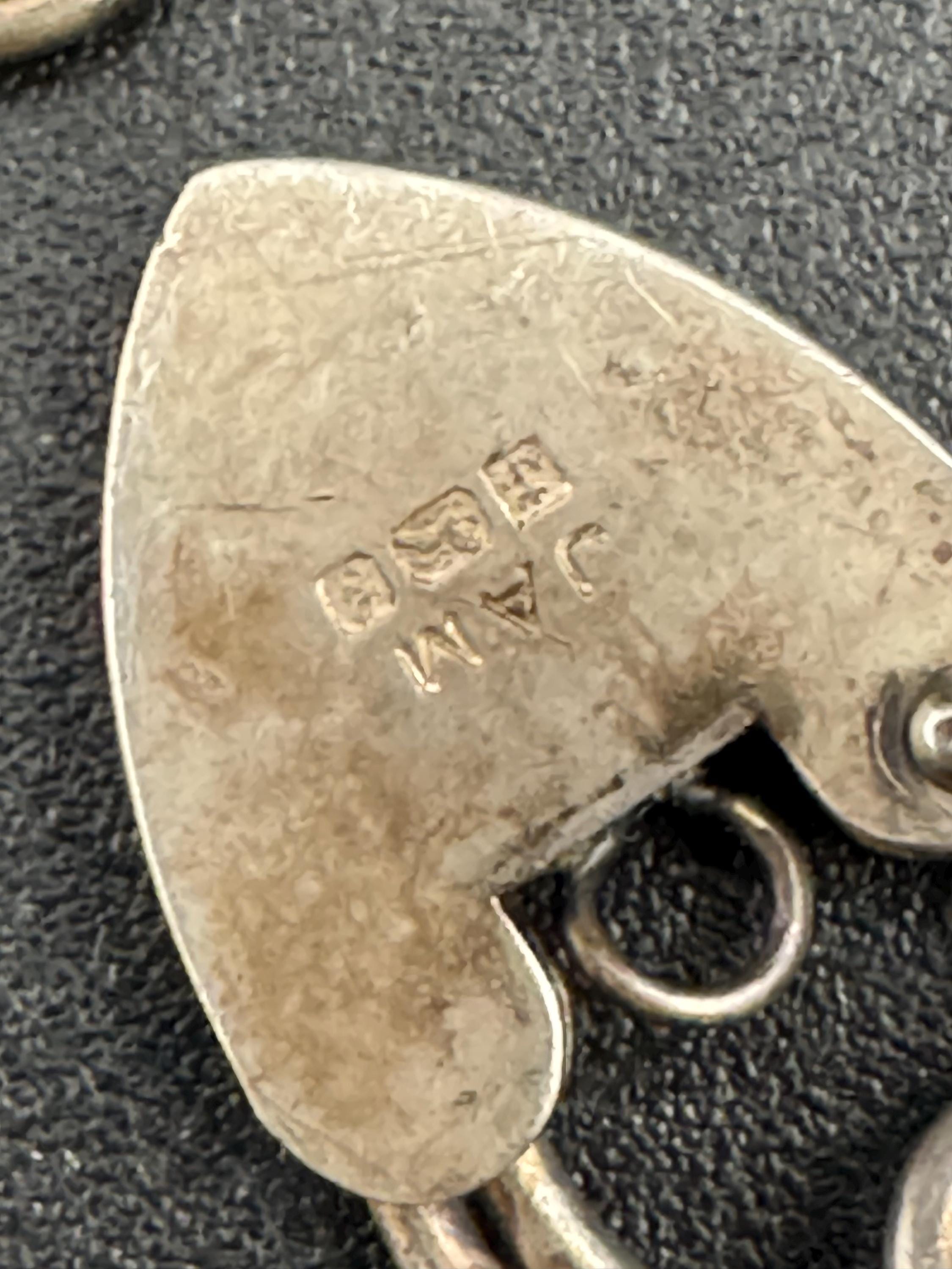 Petite wrist Vintage 925 sterling silver woven bracelet, heart padlock.