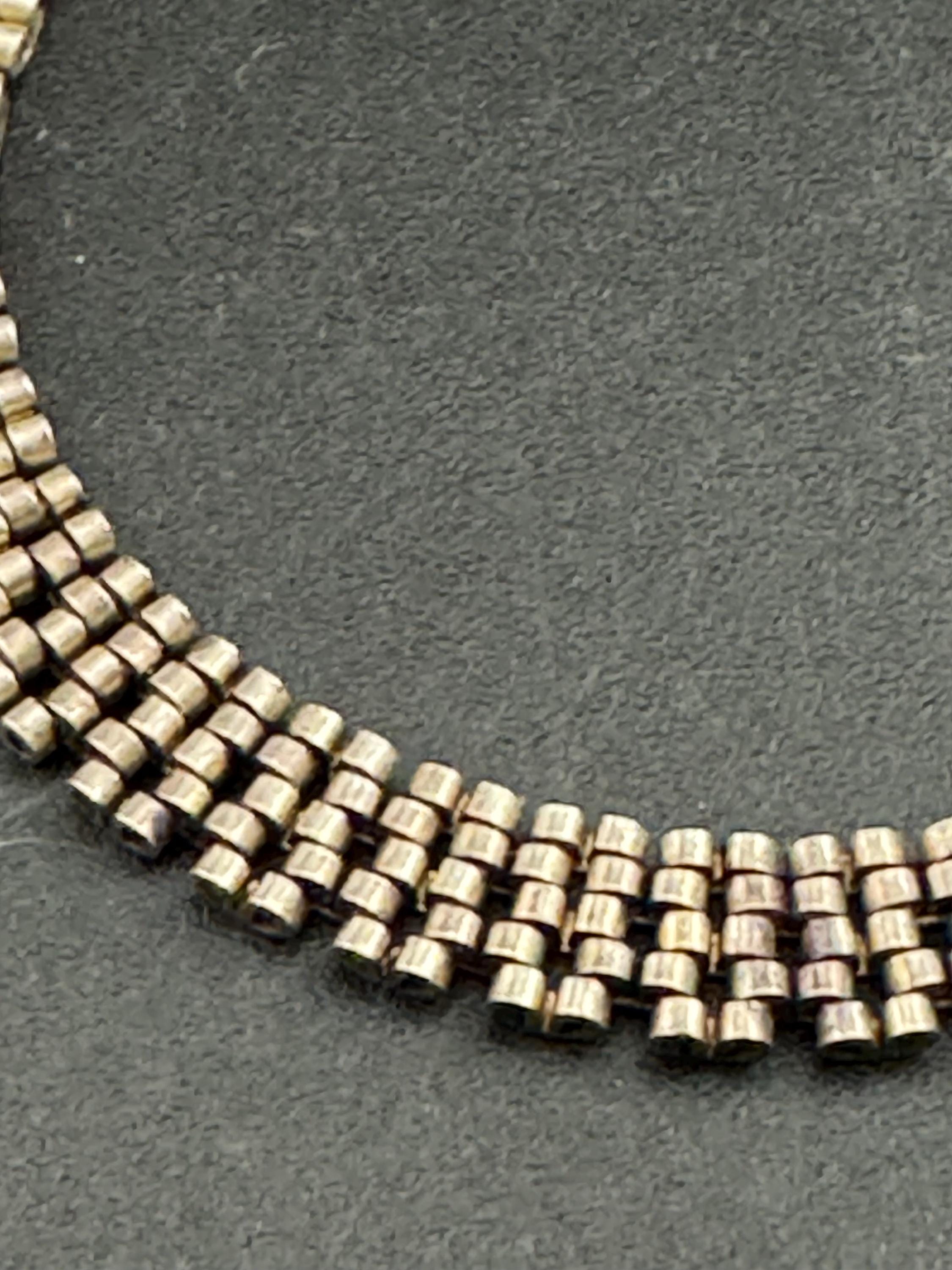 Petite wrist Vintage 925 sterling silver woven bracelet, heart padlock.