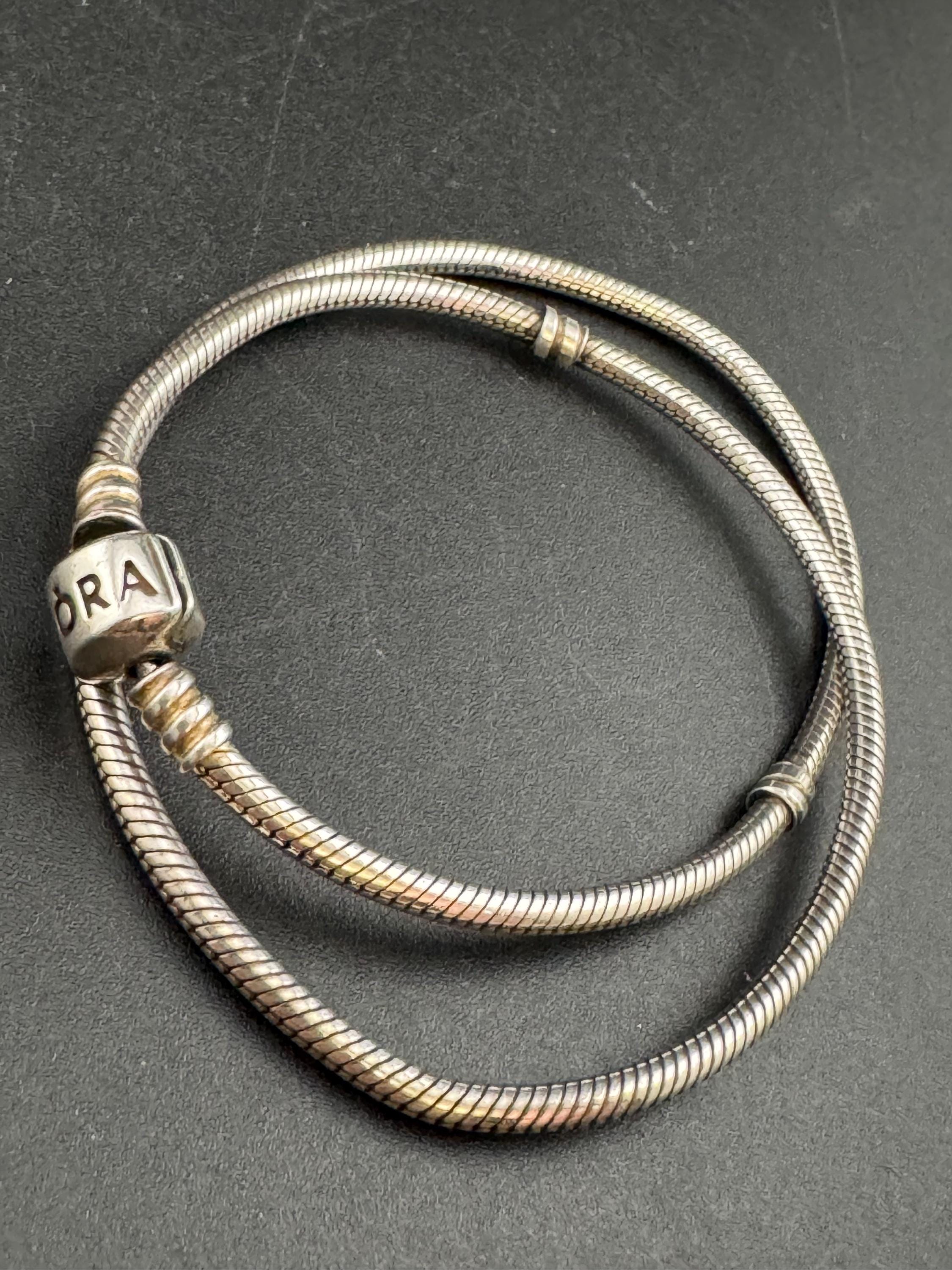 sterling silver Pandora Moments girls Snake Chain Necklace with a barrel clasp, 40cm