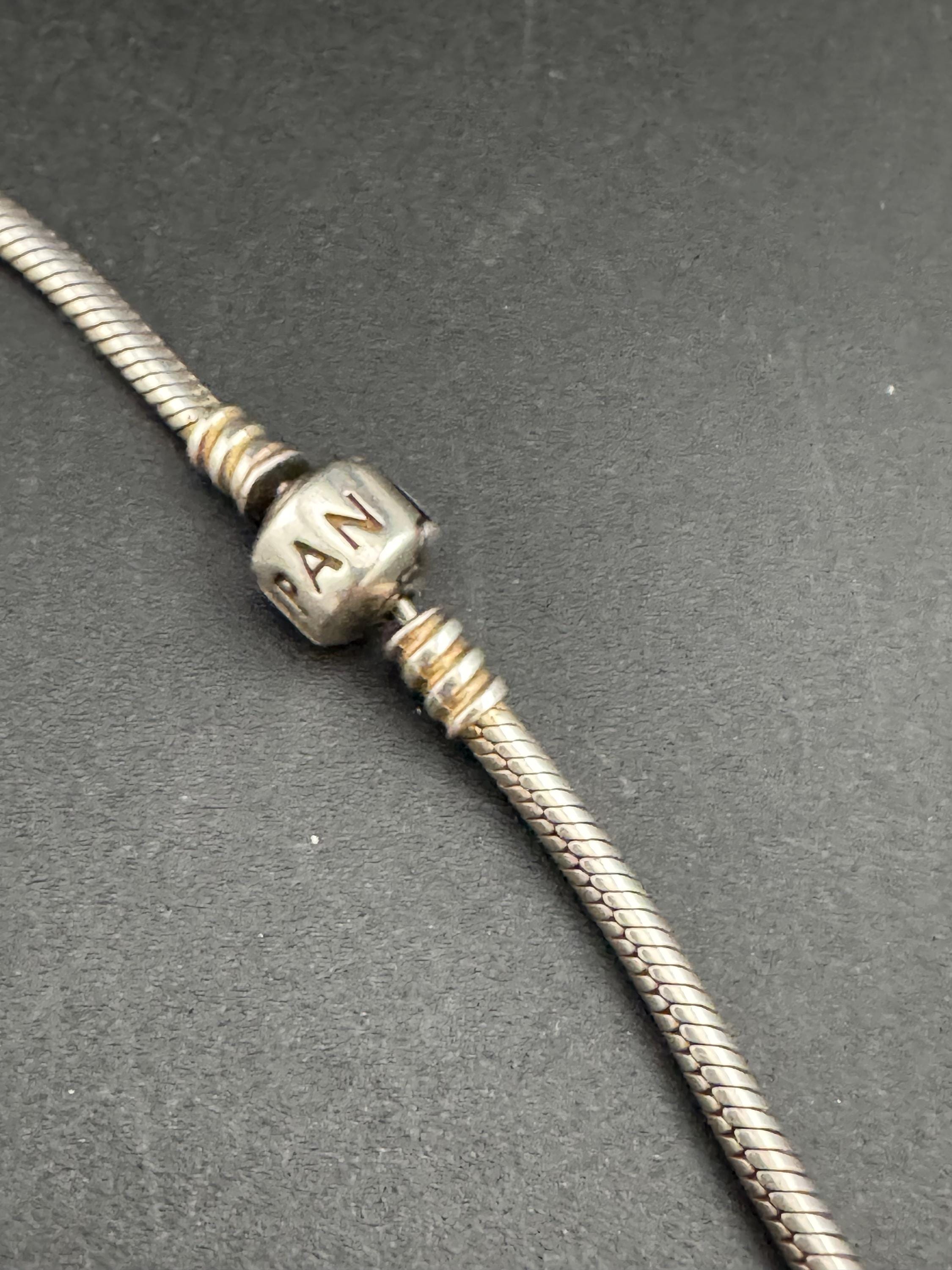 sterling silver Pandora Moments girls Snake Chain Necklace with a barrel clasp, 40cm