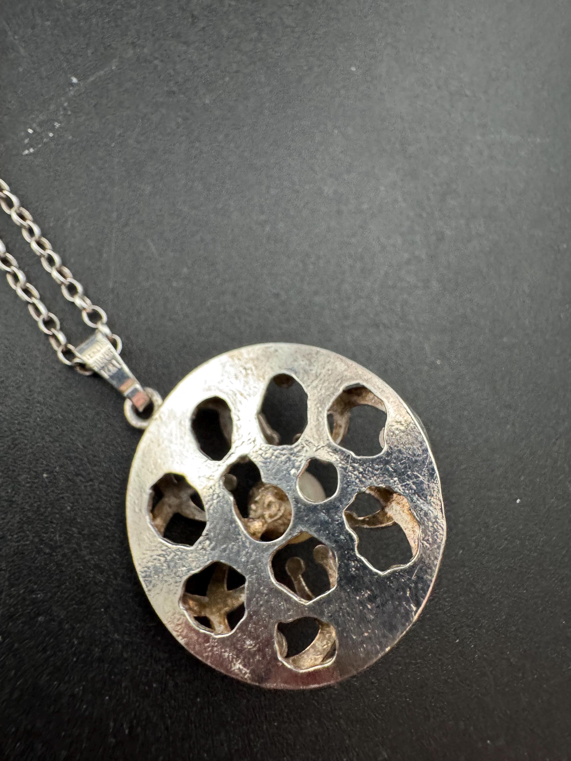 Signed K&L modernist natural pearl pendant necklace, Sterling 925 silver Kordes and Lichtenfels