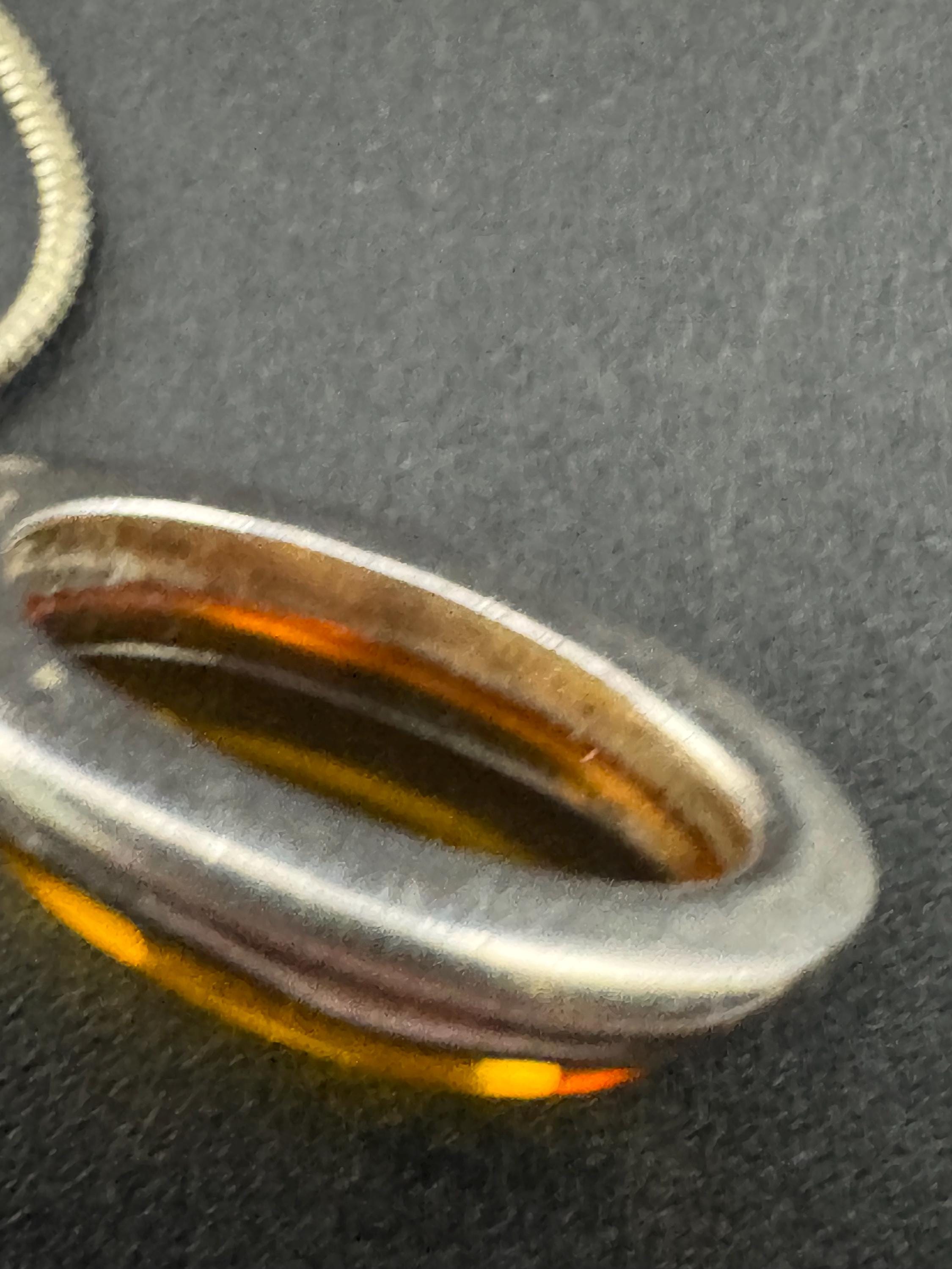 Natural Amber oval Pendant Necklace: Sterling Silver Jewelry