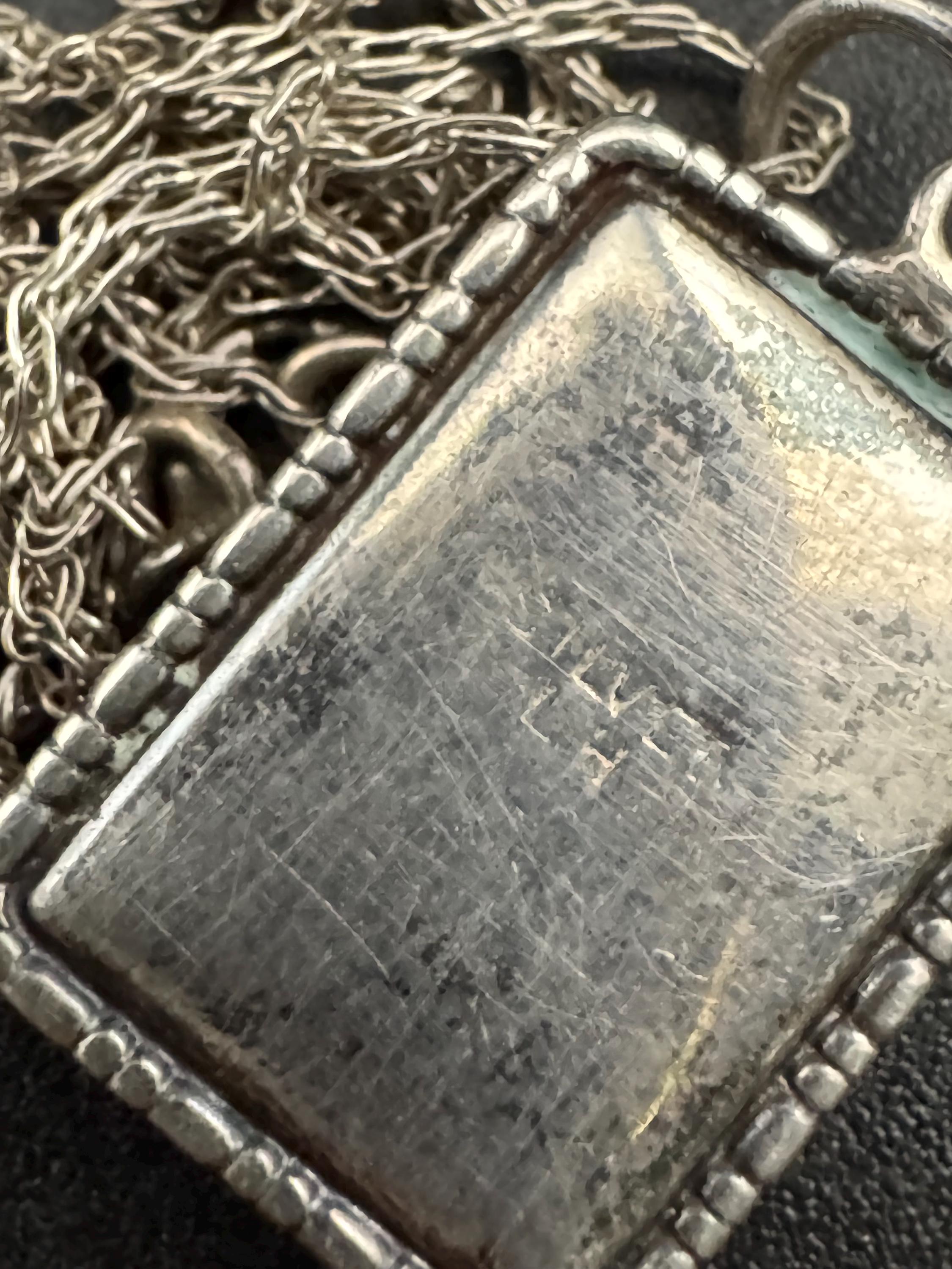 Antique blue butterfly wing pendant necklace , 925 sterling silver