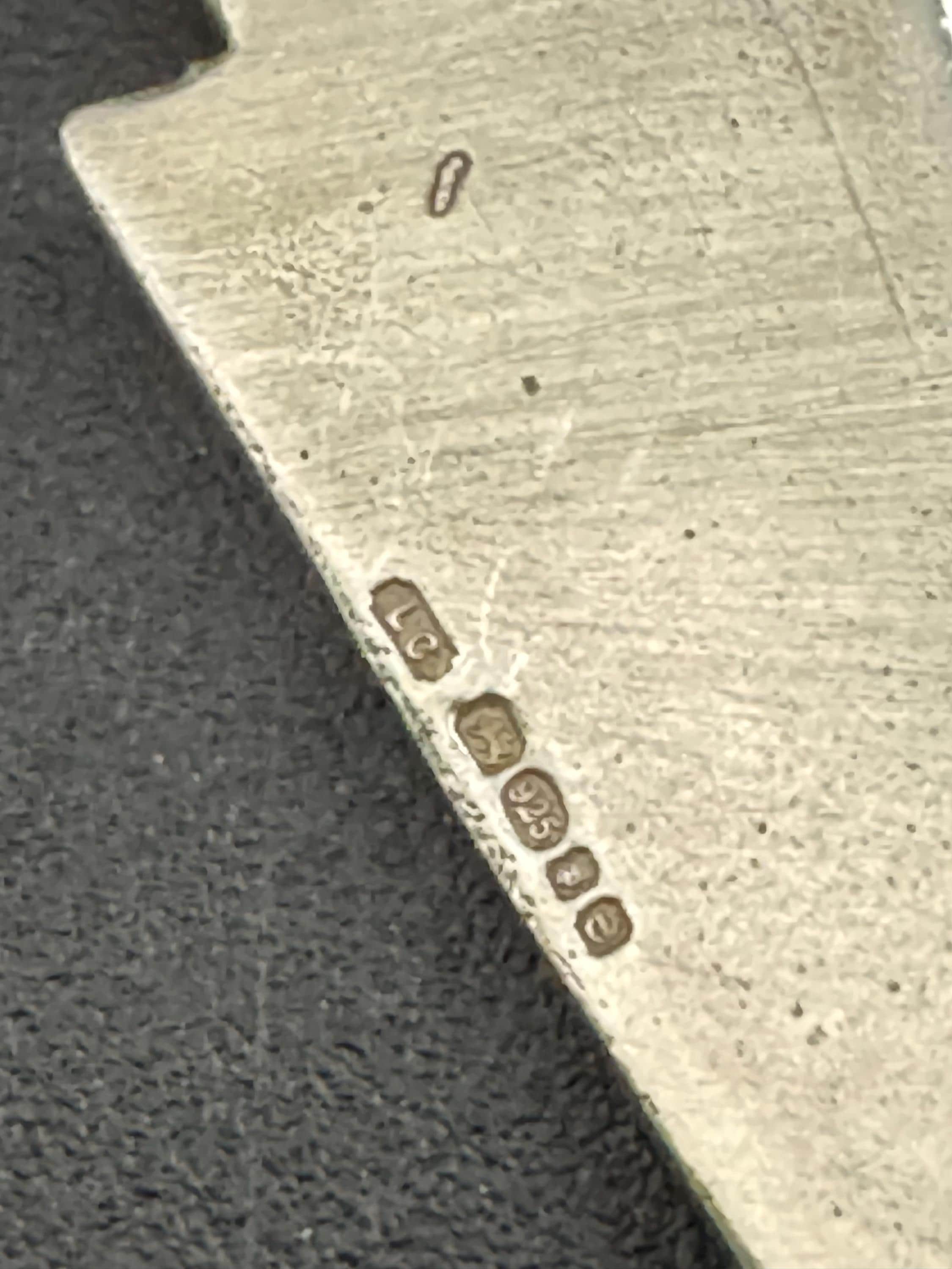 Blue enamel 925 Sterling Silver modernist pendant Necklace, full hallmarks