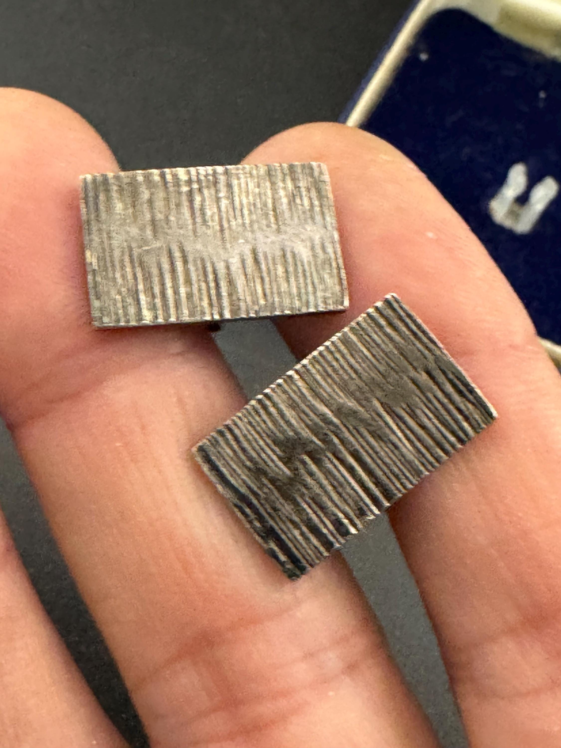 925 sterling silver Vintage mens textured bark cufflinks, modernist brutalist design