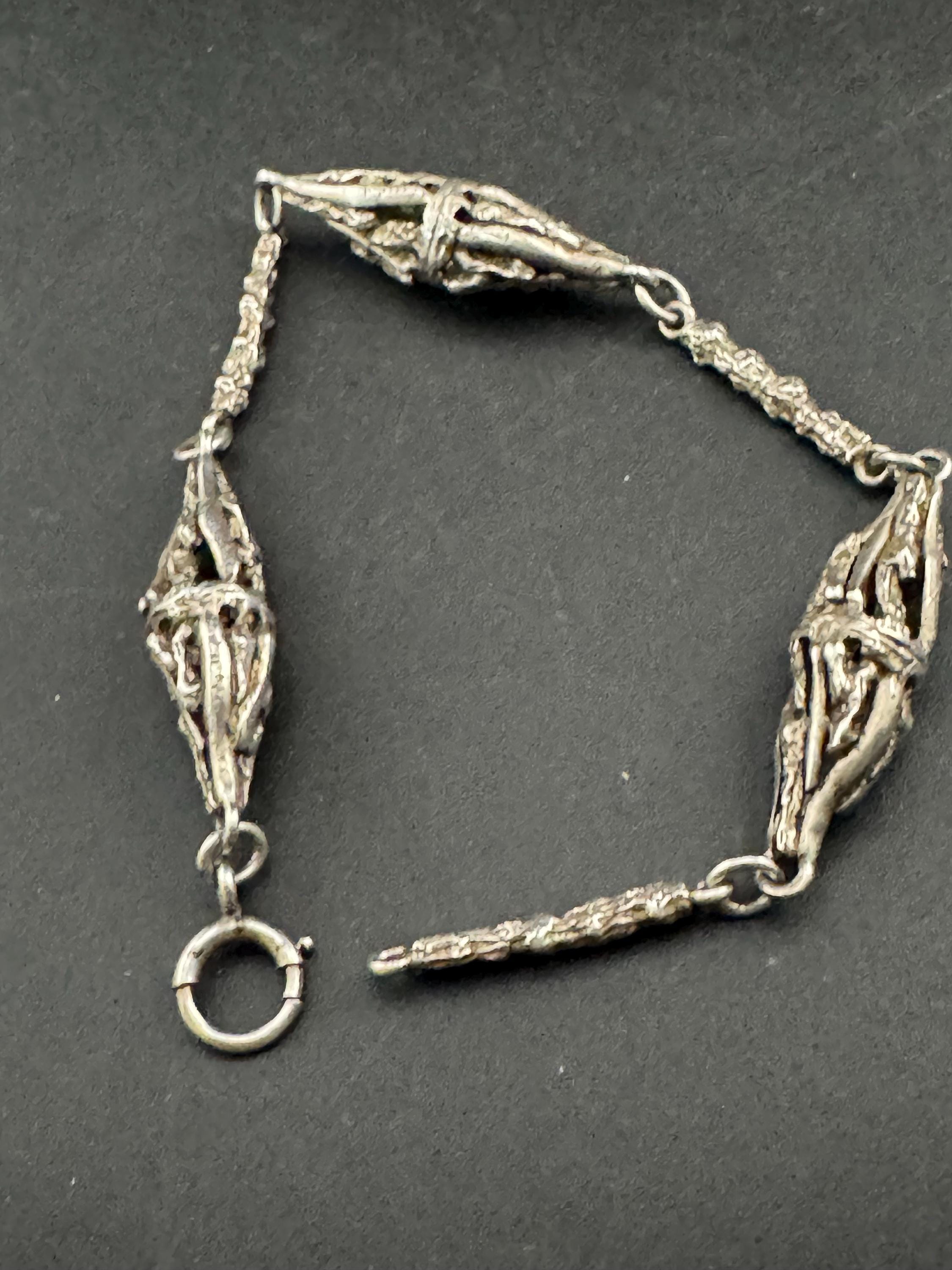 925 sterling silver brutalist panel link bracelet, 20cm long 19.3 grams