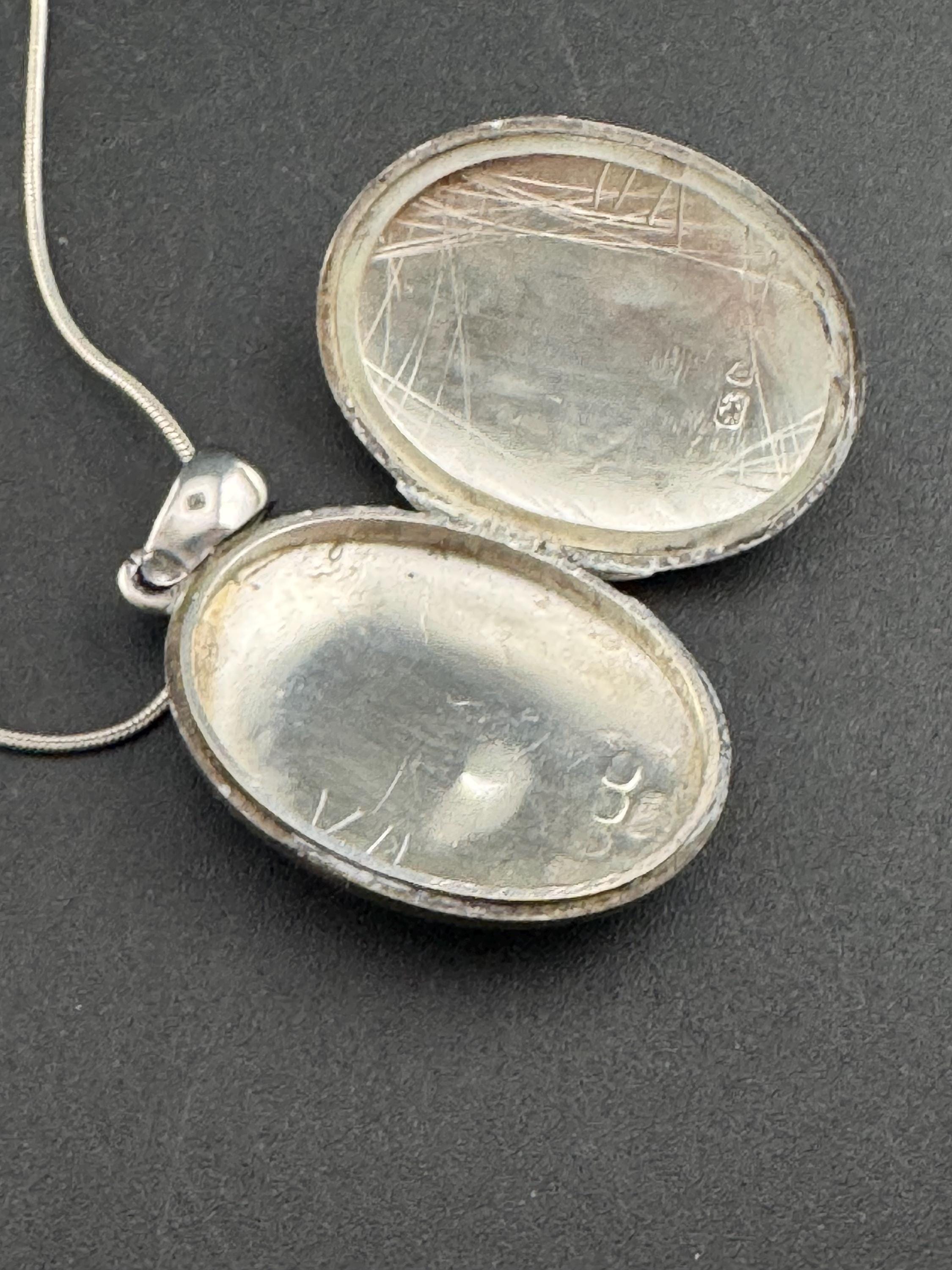 Victorian 1878 oval silver Photo locket , sterling 925 antique