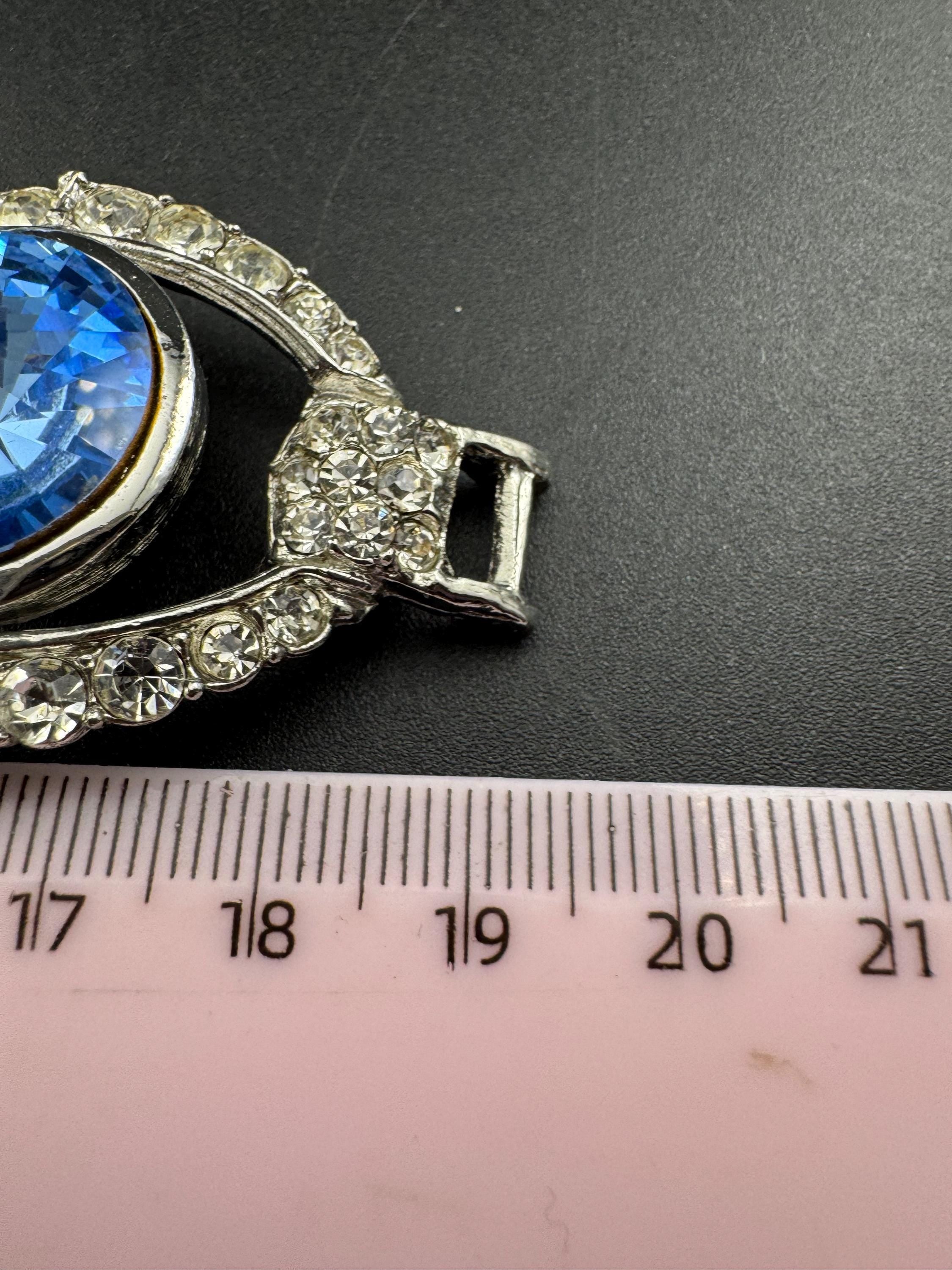 Vintage sapphire BLUE Swarovski rivoli crystal jewellery set, necklace,bracelet and clip on earrings.