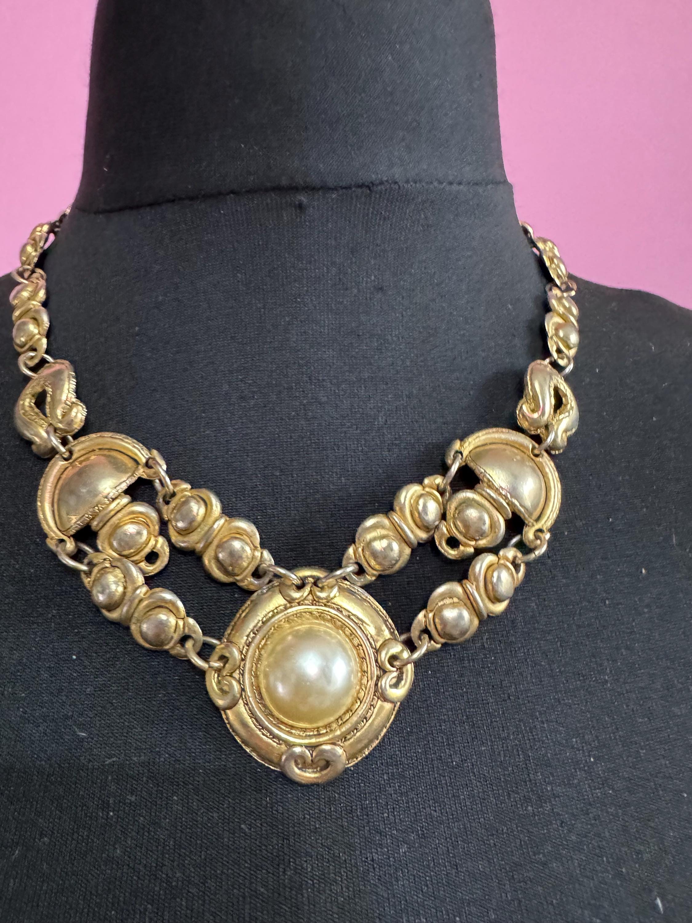 Vintage Chorange Paris Faux Pearl Jewelry Set, Signed French Designer