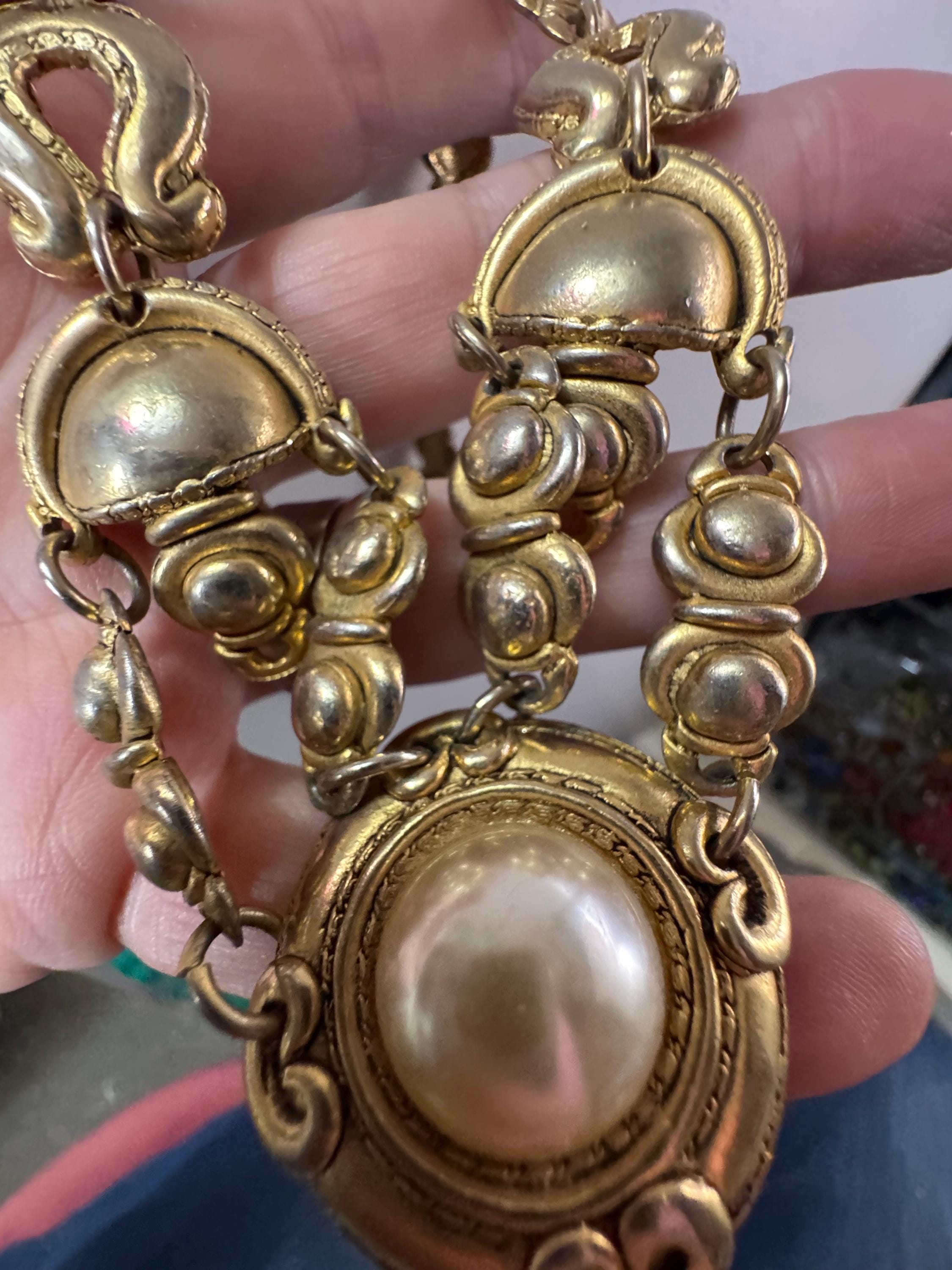 Vintage Chorange Paris Faux Pearl Jewelry Set, Signed French Designer