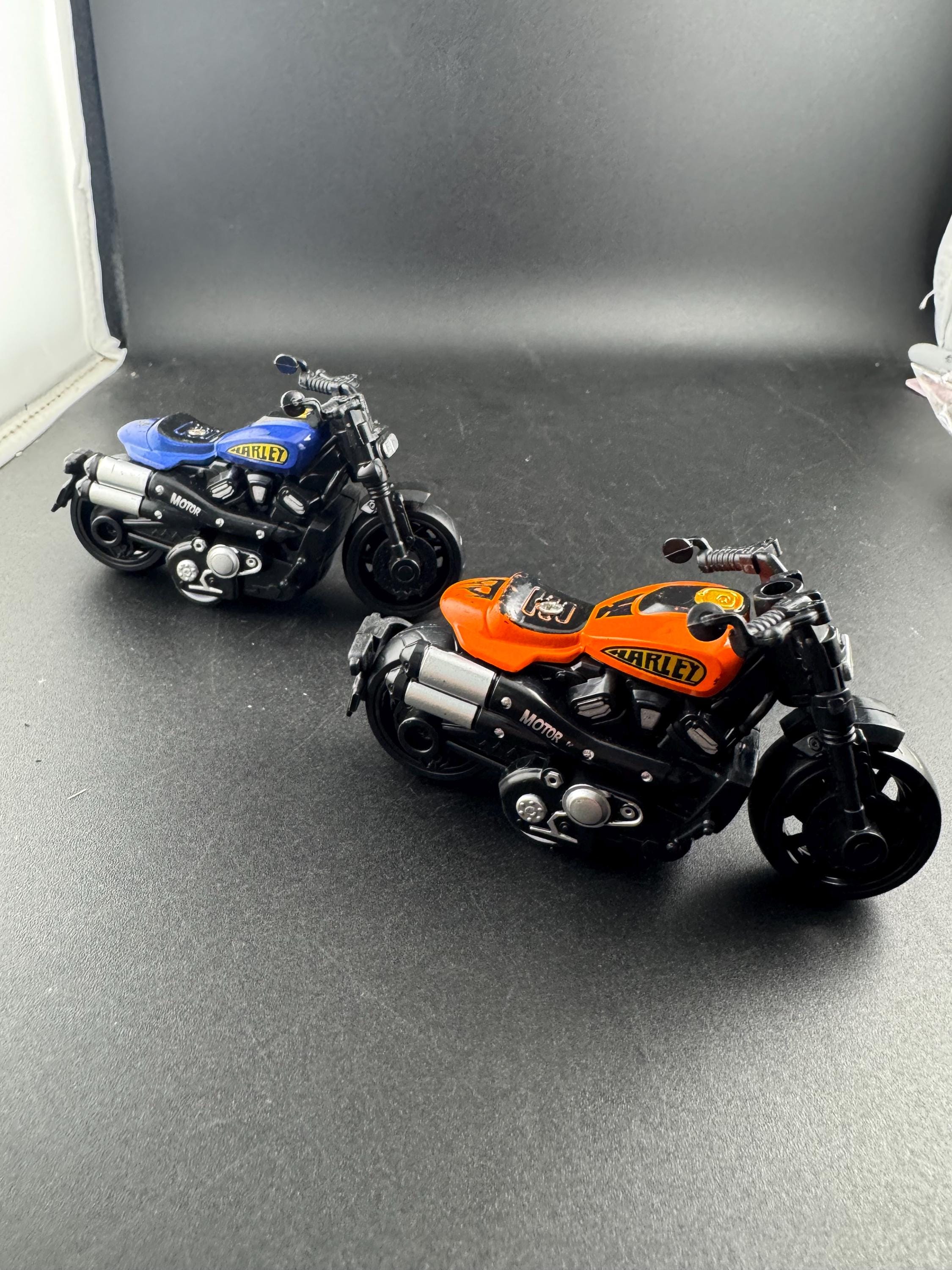 Miniature Motorbike cake topper , craft scenery decoration toy , orange or blue