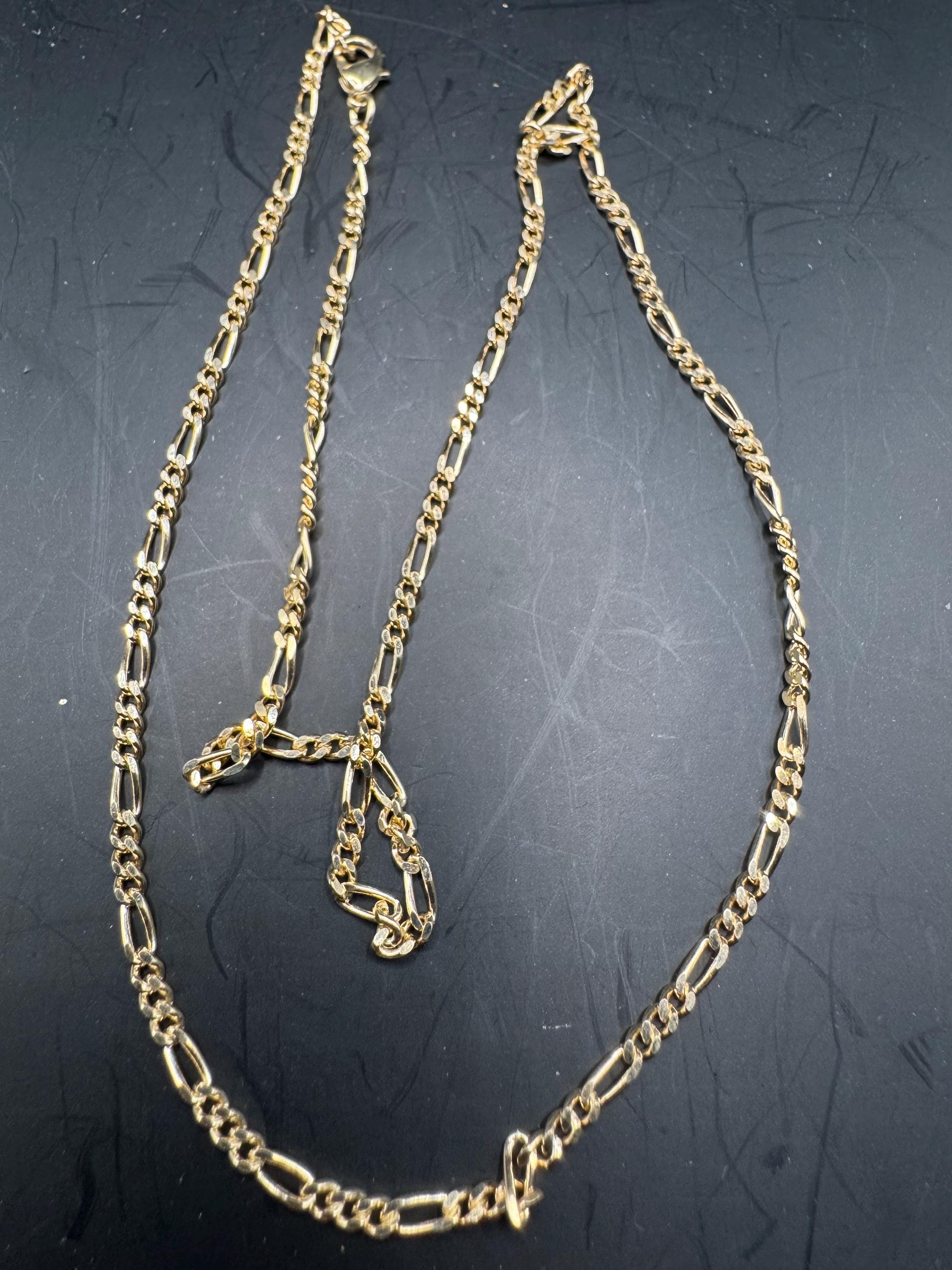 Vintage 46cm fine Figaro chain necklace, gold plated 2mm unused