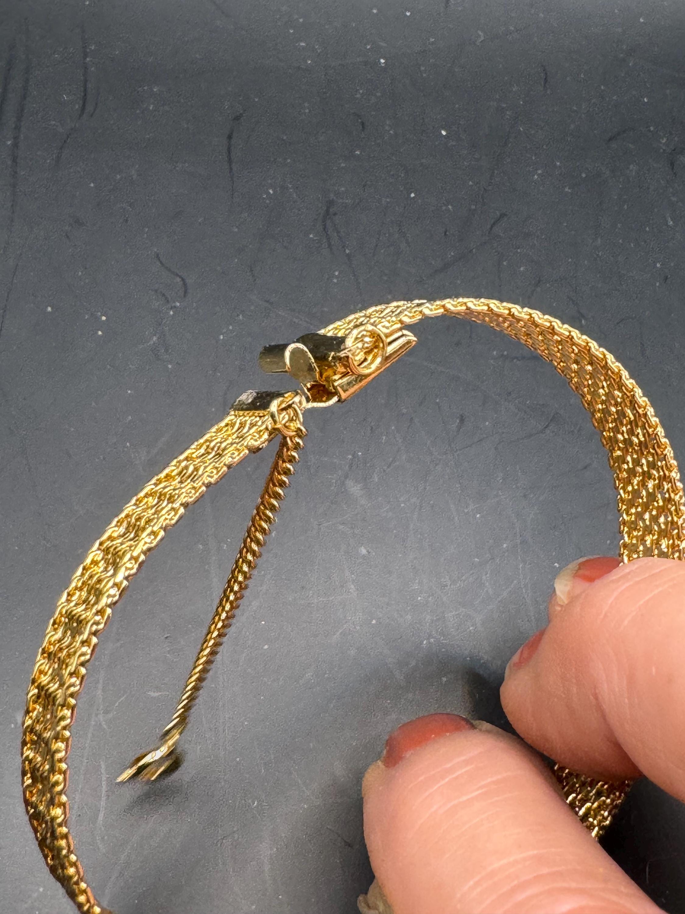 Vintage gold plated modernist slim flat mesh bangle bracelet 19 x 1cm