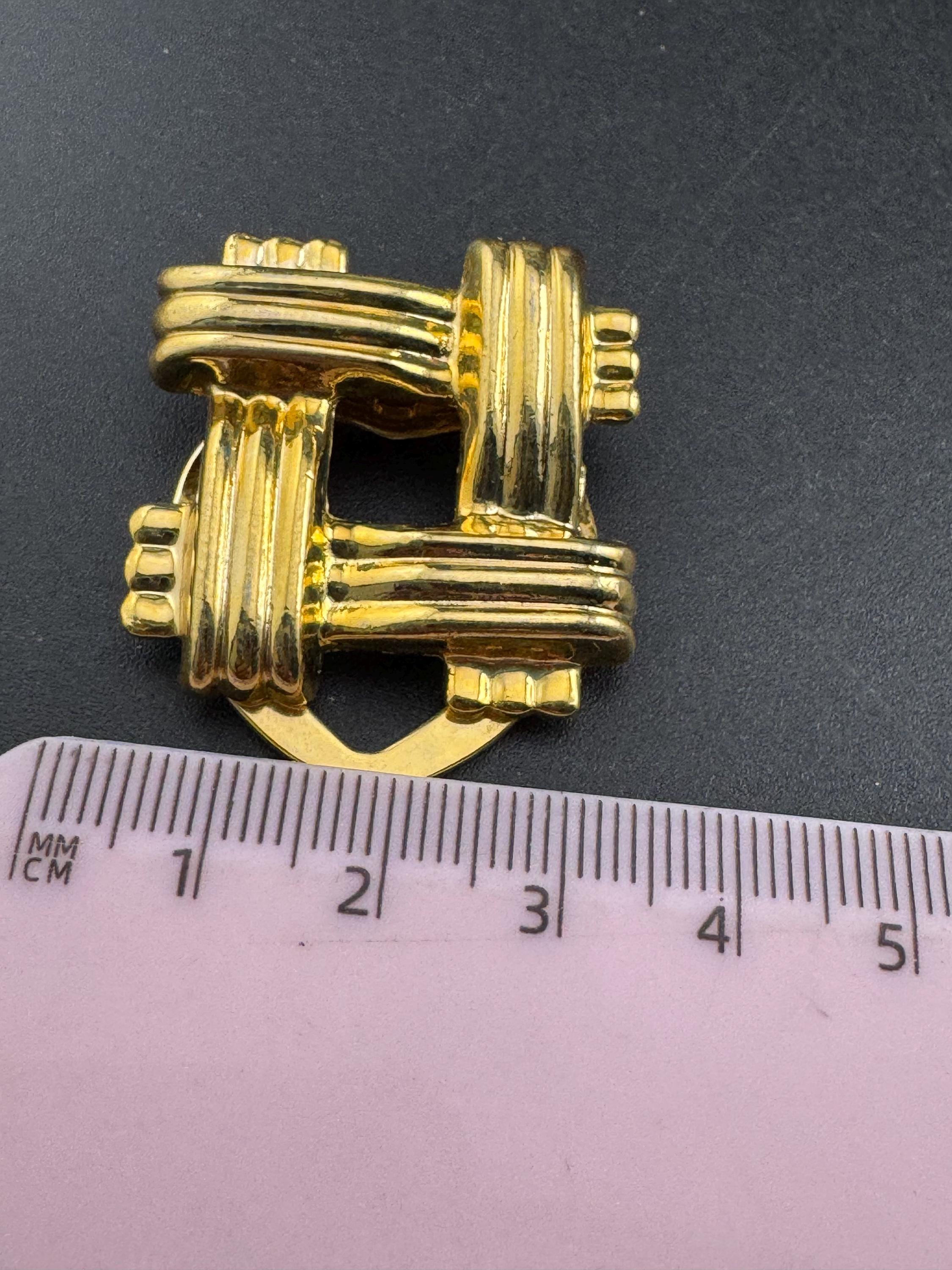 Vintage Gold modernist square Scarf Clip, Ring for scarves