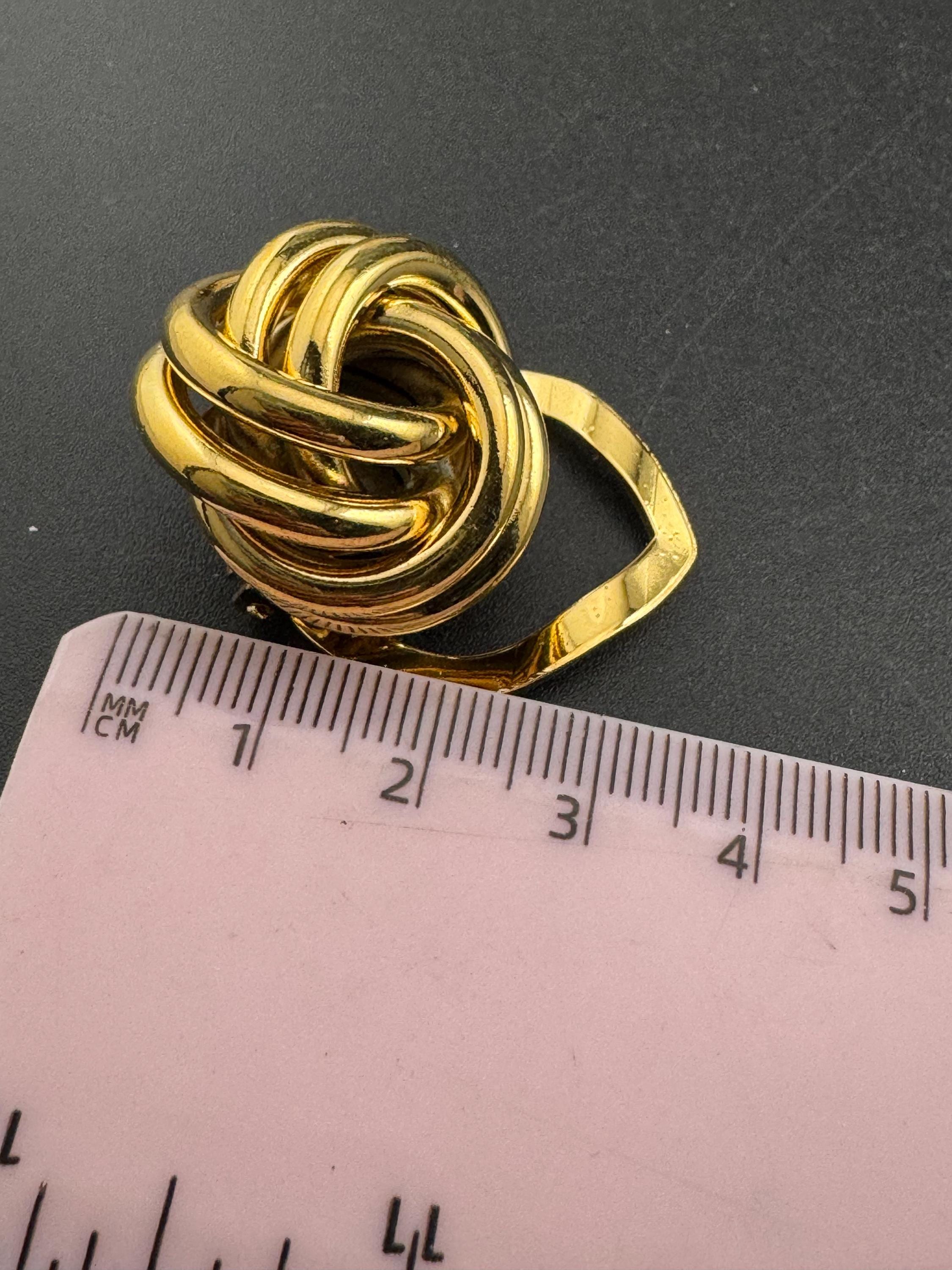 Classic 1980s tube knot Scarf Clip, gold tone unused old stock