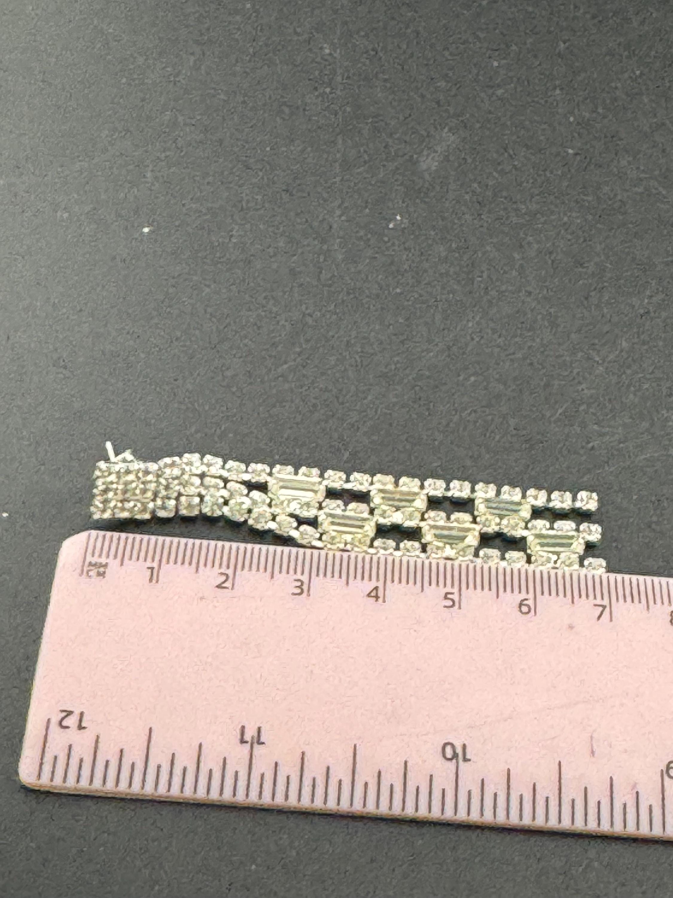 Clear diamanté waterfall long dangly 7cm pierced drop earrings , silver tone glass crystal