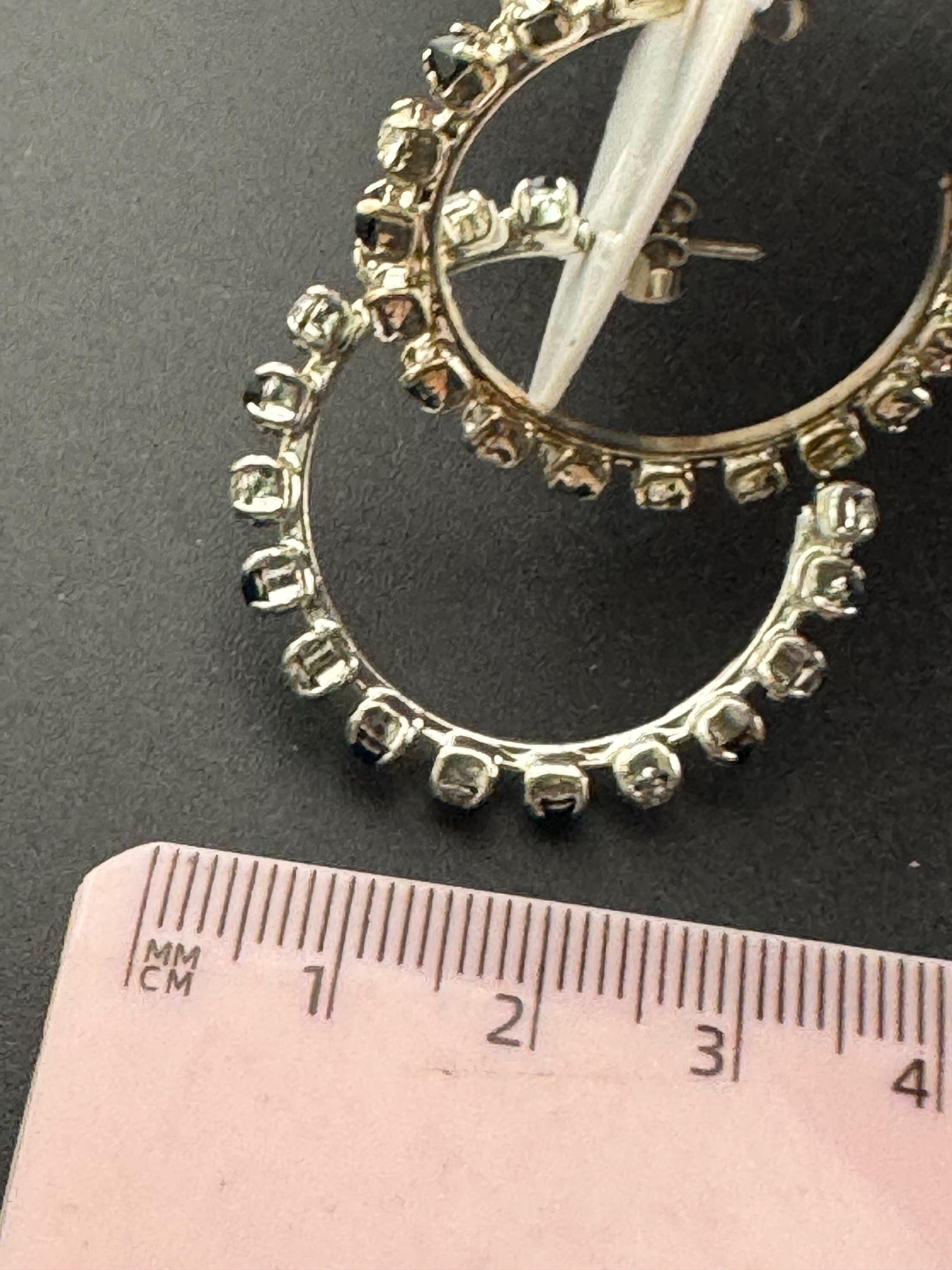 3.5cm clear and black diamanté crystal hoop earrings, silver tone for pierced ears