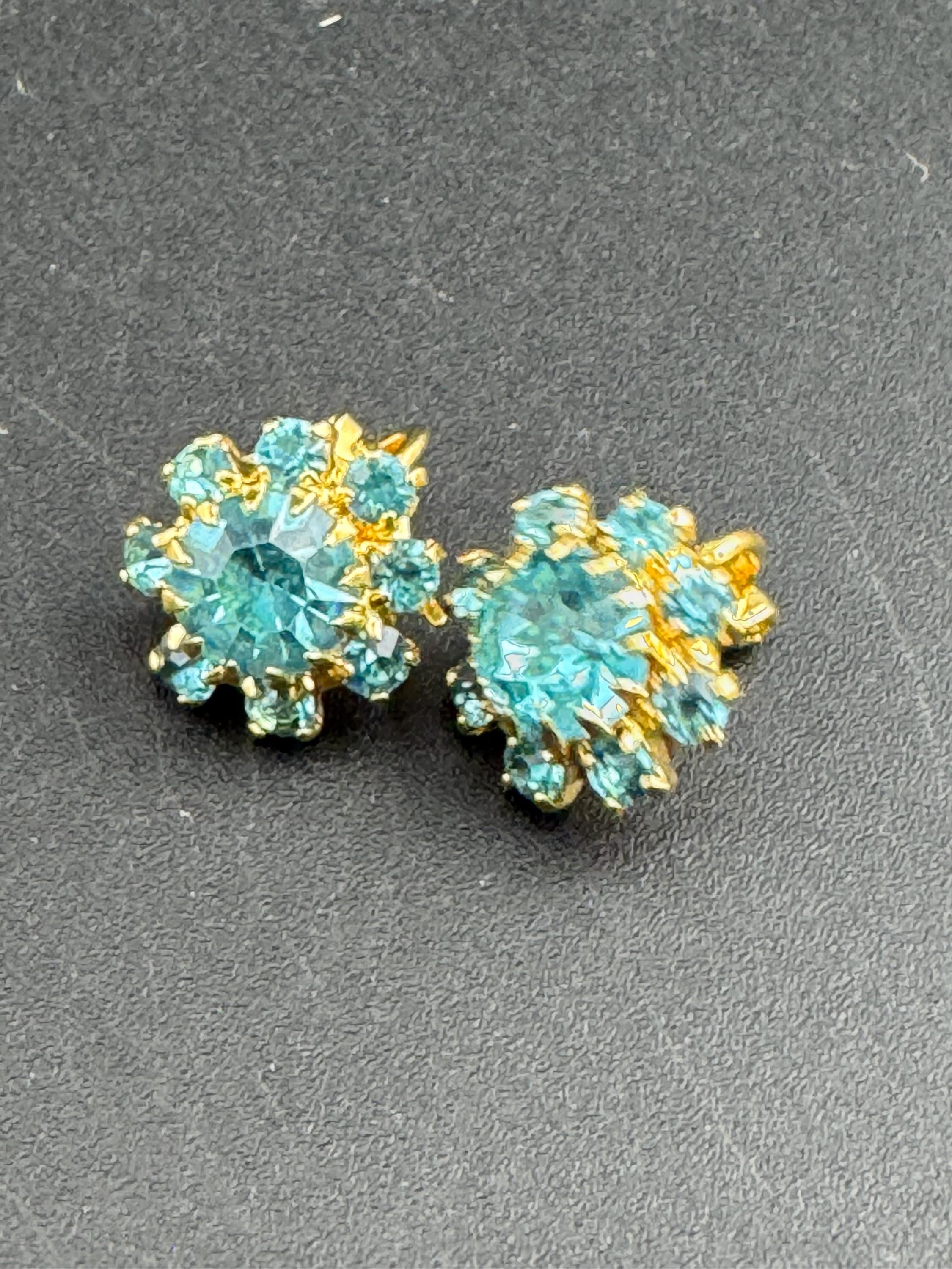 1970s Swarovski crystal diamanté clip on earrings, gold tone choice of colours