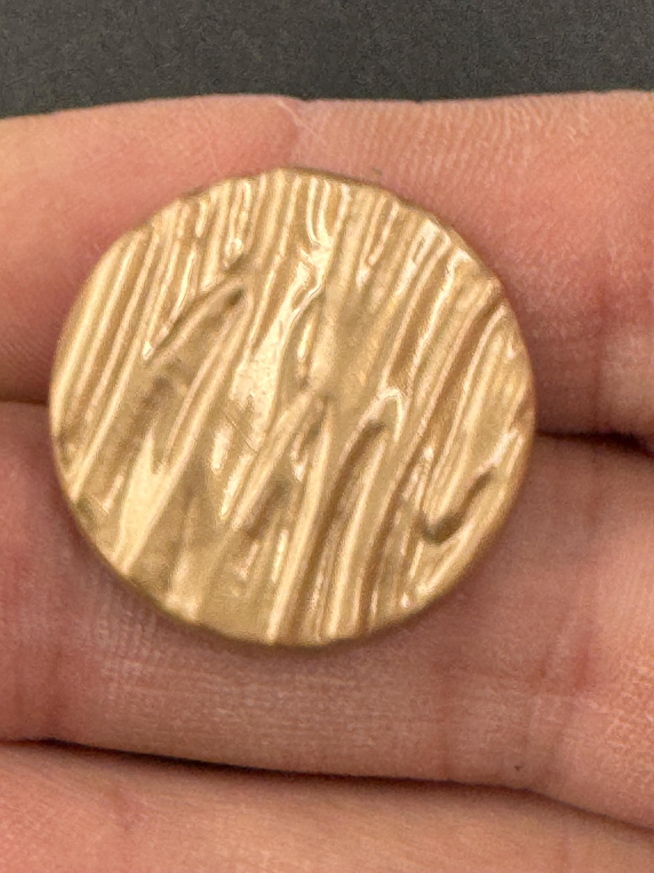 25mm Matt gold metal buttons, 5 pack textured design