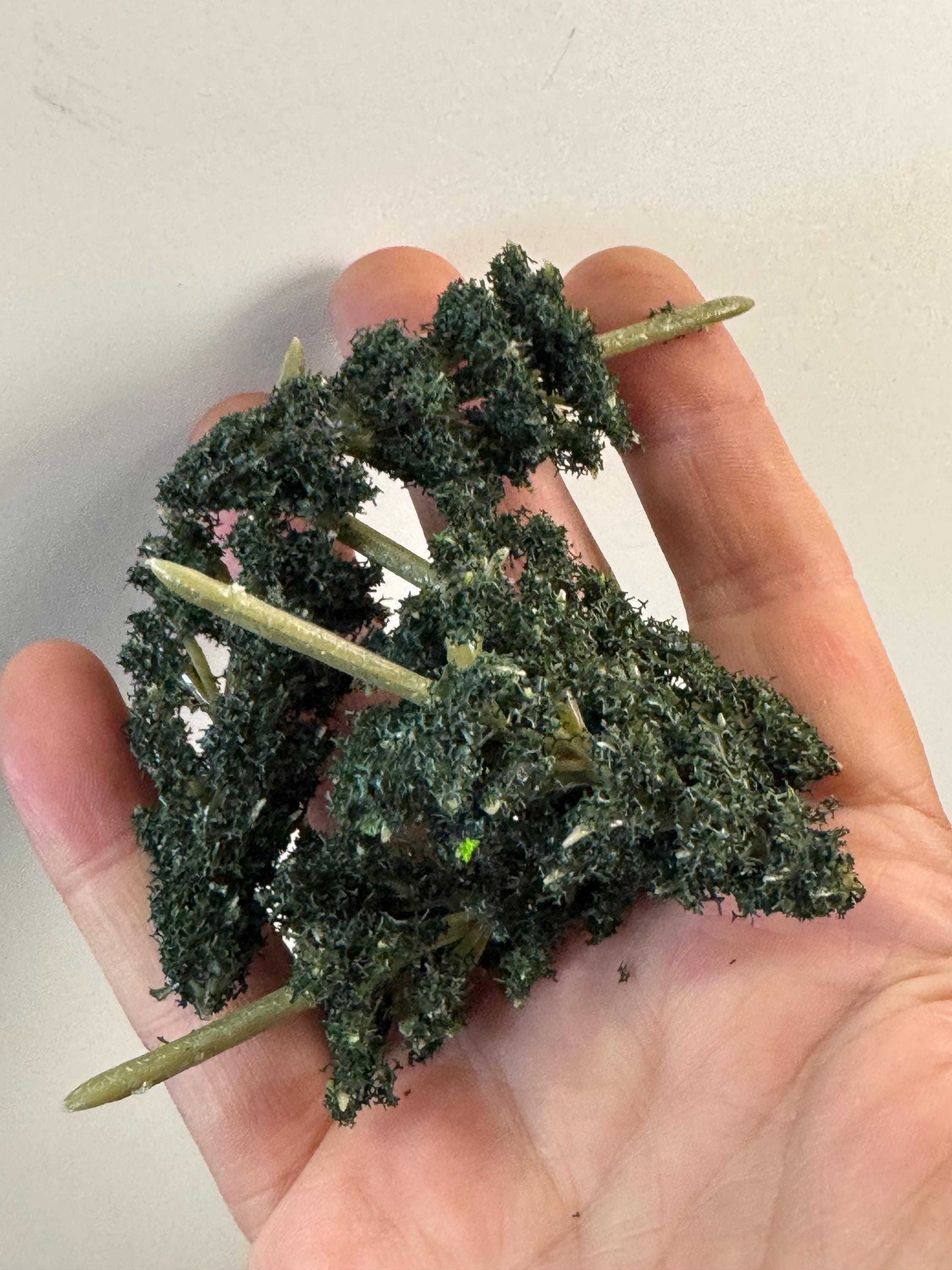 Dark Green Miniature Fir Trees (5 Pieces): 7cm craft scenery